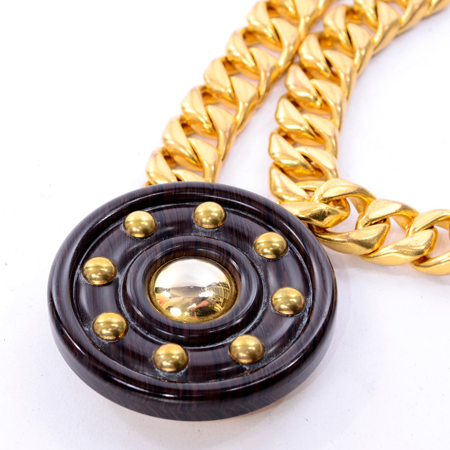 Yves Saint Laurent YSL Vintage Gold Chain Belt With Medallion Adjustable 1