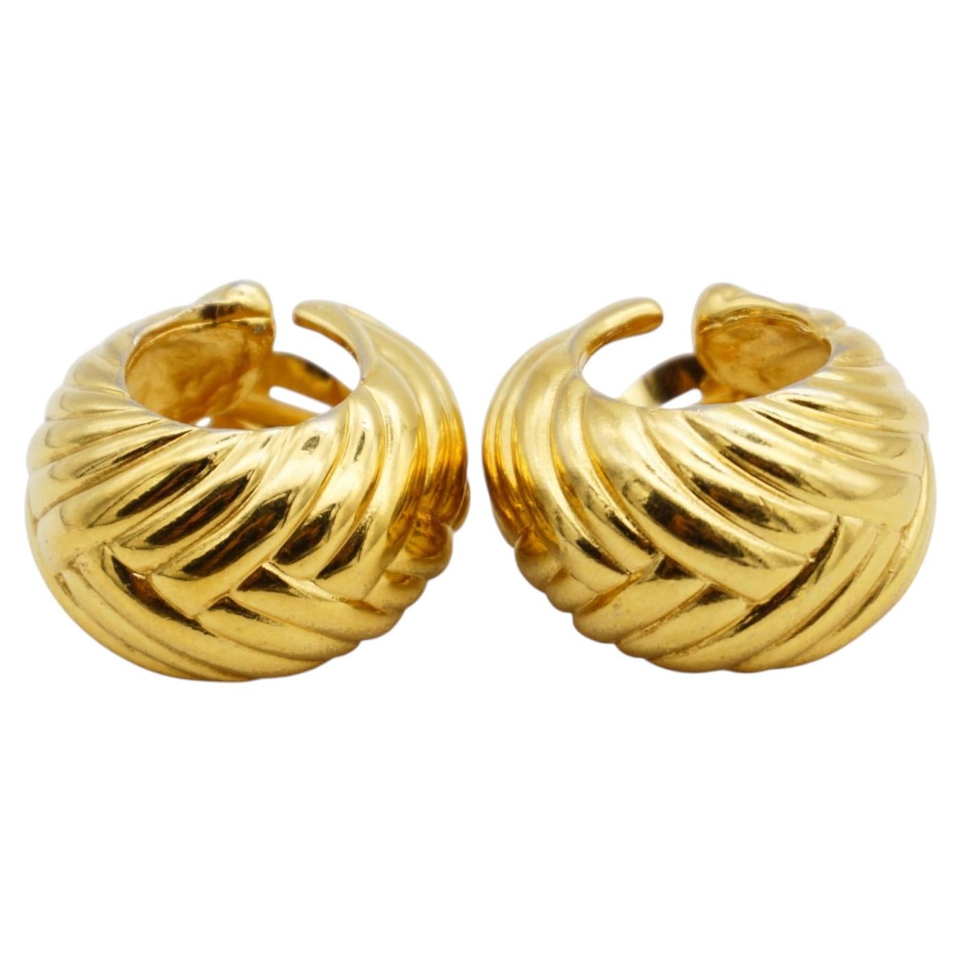 Yves Saint Laurent YSL Vintage Gold – Große, gewölbte, klobige Ohrringe in Weizenform