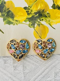 Yves Saint Laurent YSL Vintage Gold – Seltene Statement-Ohrringe mit rosa Saphir in Herzform