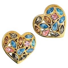 Yves Saint Laurent YSL Vintage Gold – Seltene Statement-Ohrringe mit rosa Saphir in Herzform