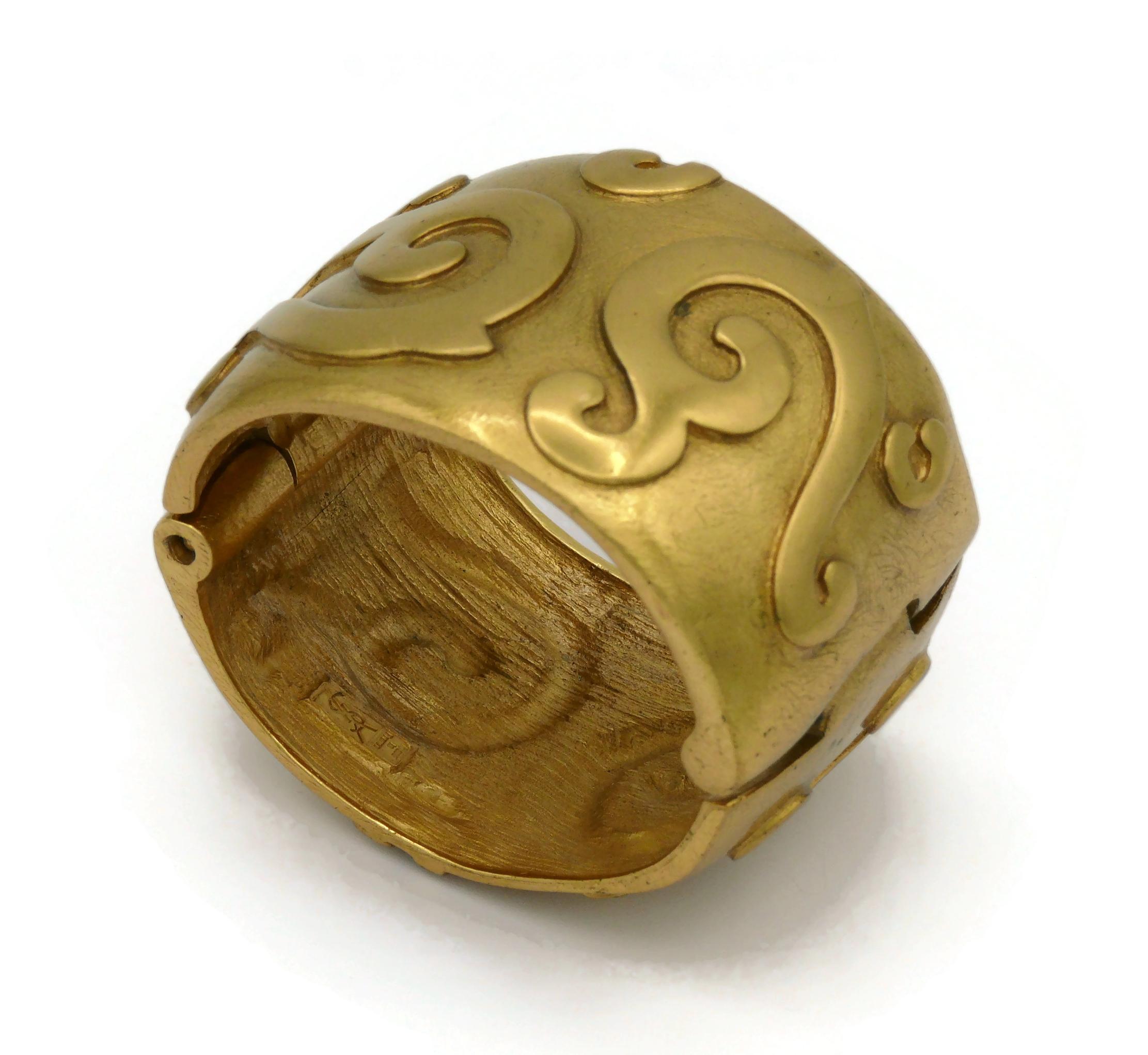 YVES SAINT LAURENT YSL Vintage Gold Tone Arabesques Cuff Bracelet For Sale 1