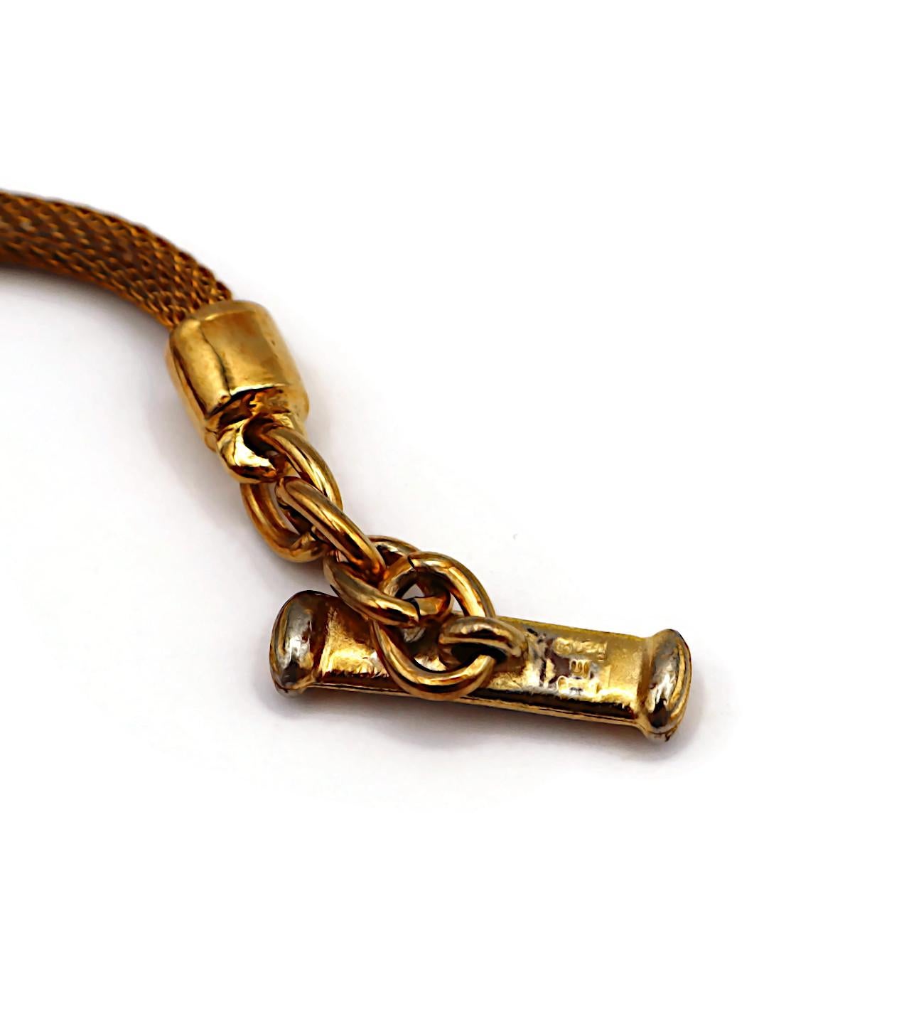 YVES SAINT LAURENT YSL Vintage Gold Tone Creased Disc Medallion Necklace For Sale 11