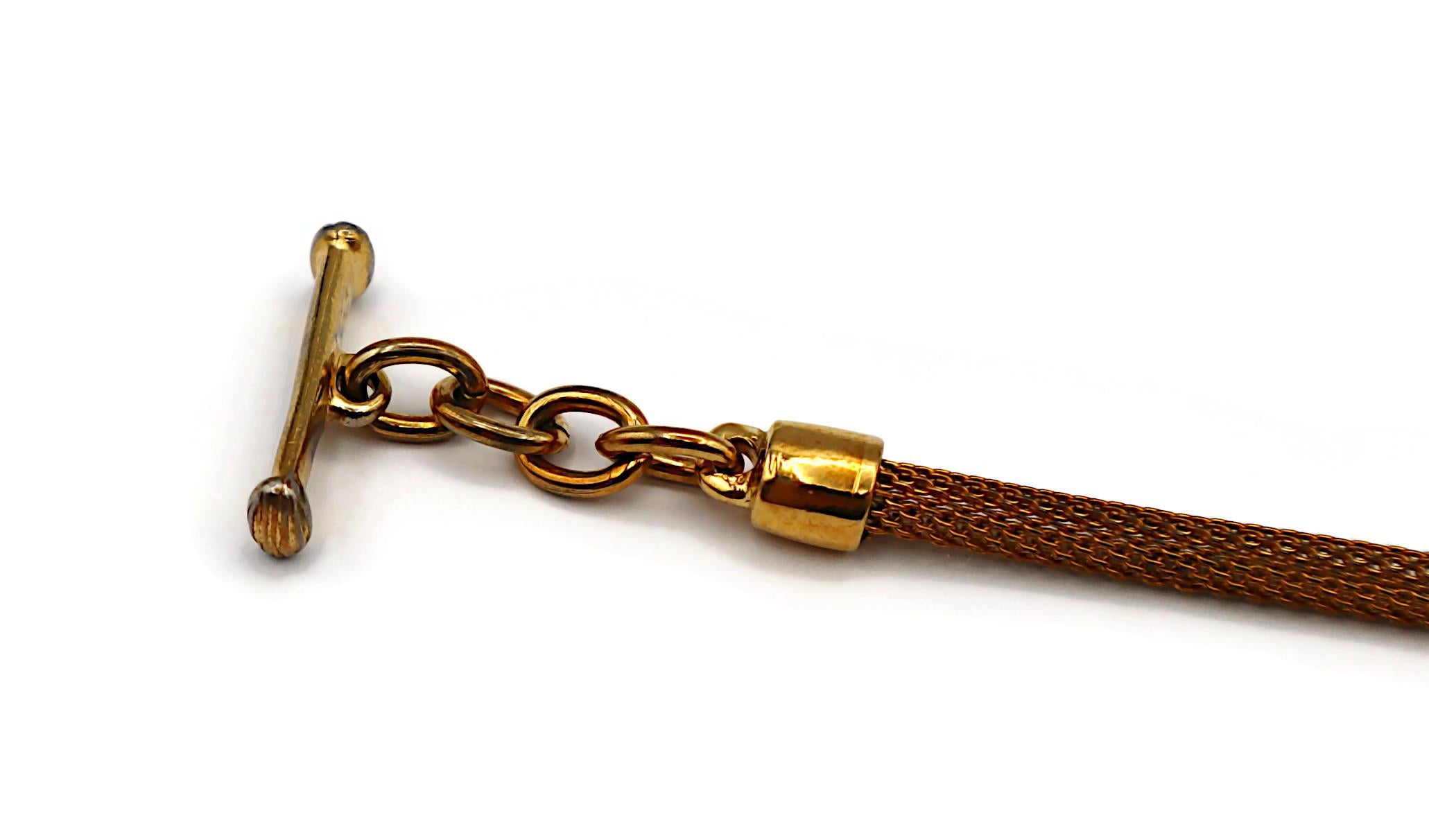 Women's YVES SAINT LAURENT YSL Vintage Gold Tone Creased Disc Medallion Necklace For Sale