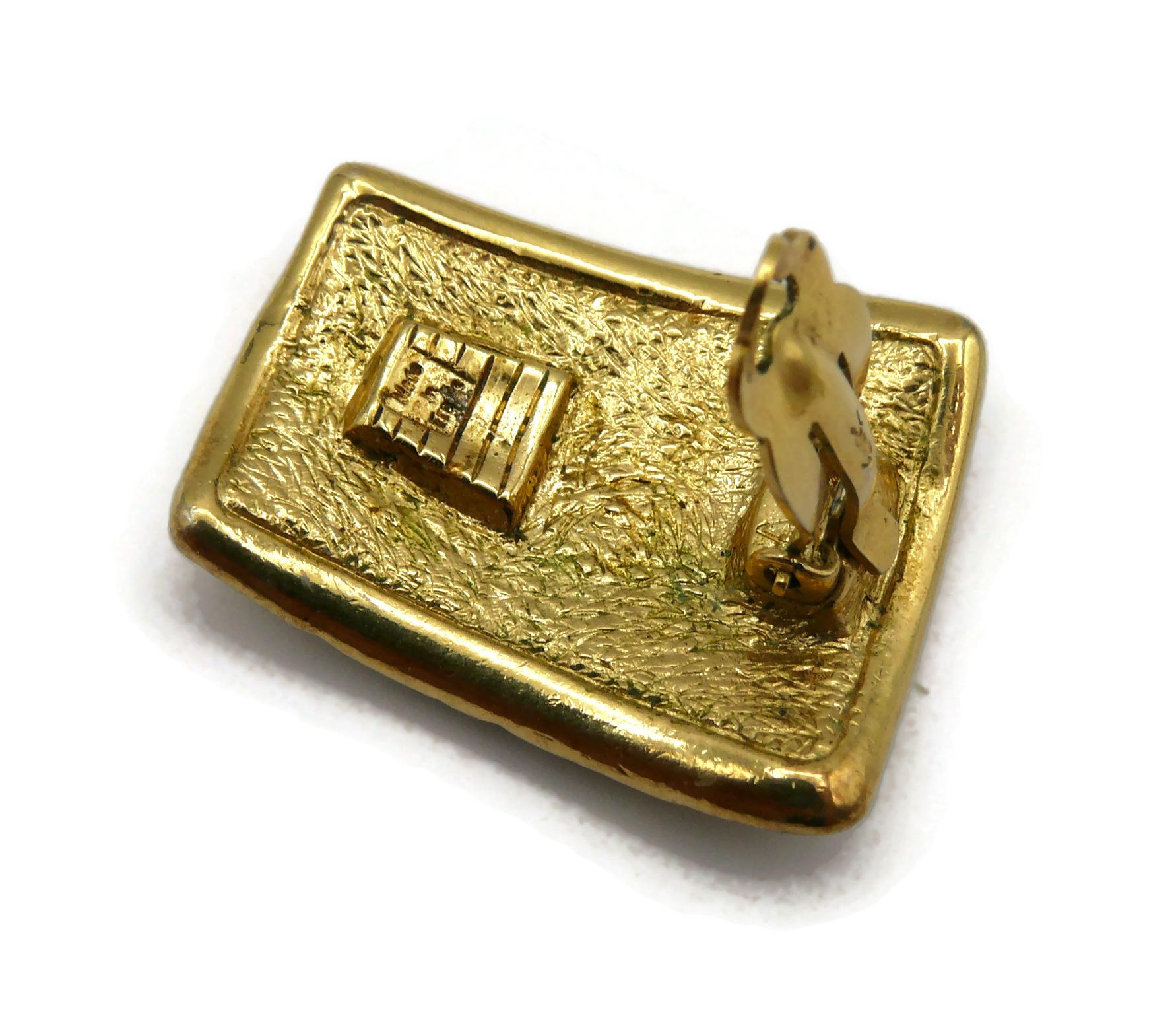 YVES SAINT LAURENT YSL Vintage Gold Tone Croc Choker Necklace & Earrings Set 15