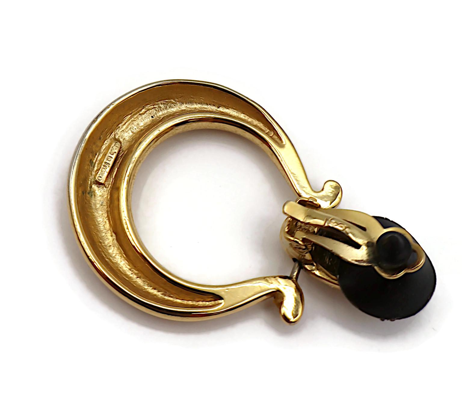 YVES SAINT LAURENT YSL Vintage Gold Tone Door Knocker Dangle Earrings For Sale 7