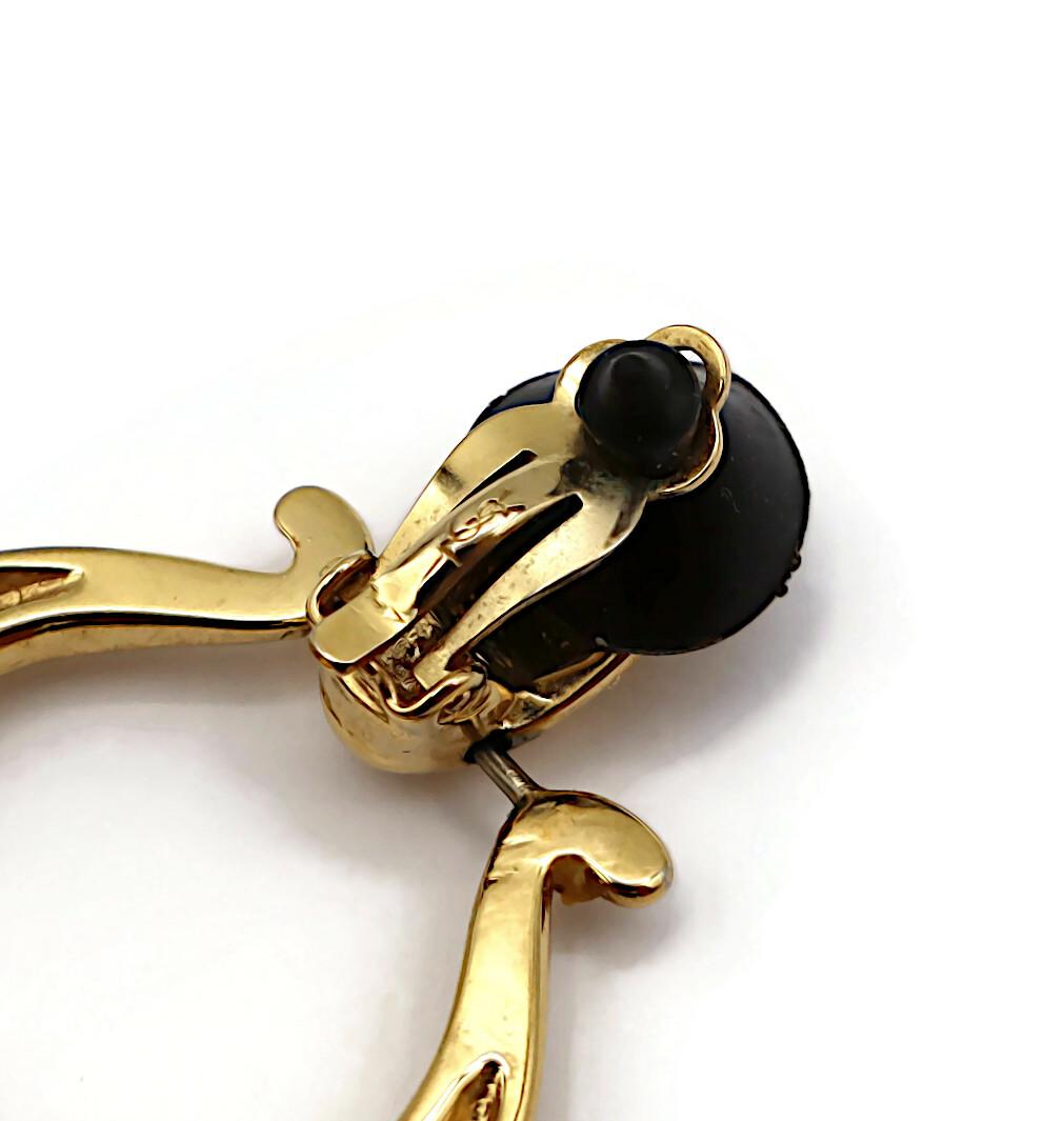 YVES SAINT LAURENT YSL Vintage Gold Tone Door Knocker Dangle Earrings For Sale 5