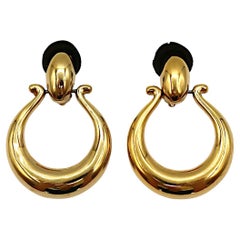 YVES SAINT LAURENT YSL Orecchini vintage con pendente a forma di porta in tonalità oro