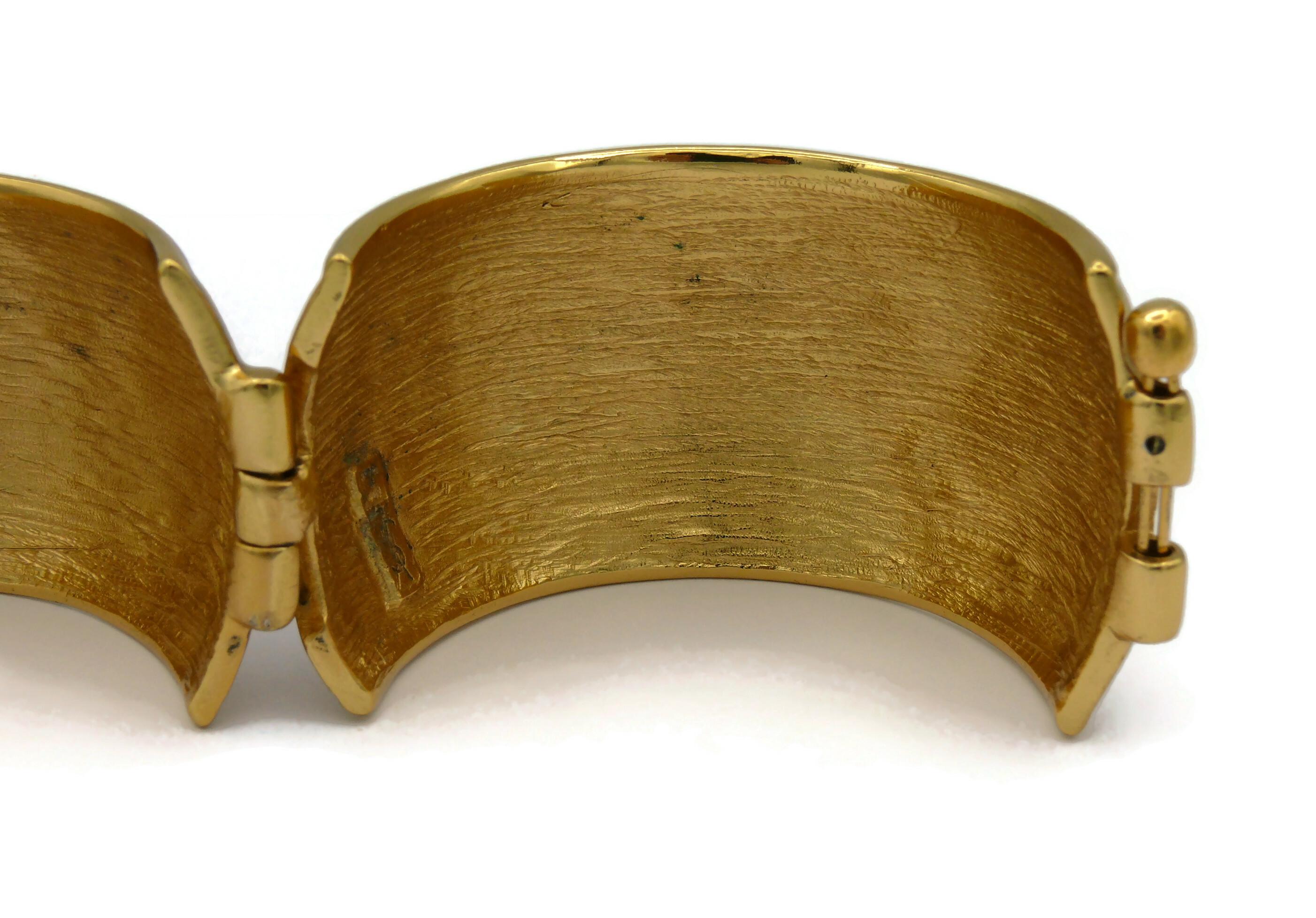 YVES SAINT LAURENT YSL Vintage Gold Tone Floral Arabesques Cuff Bracelet For Sale 7