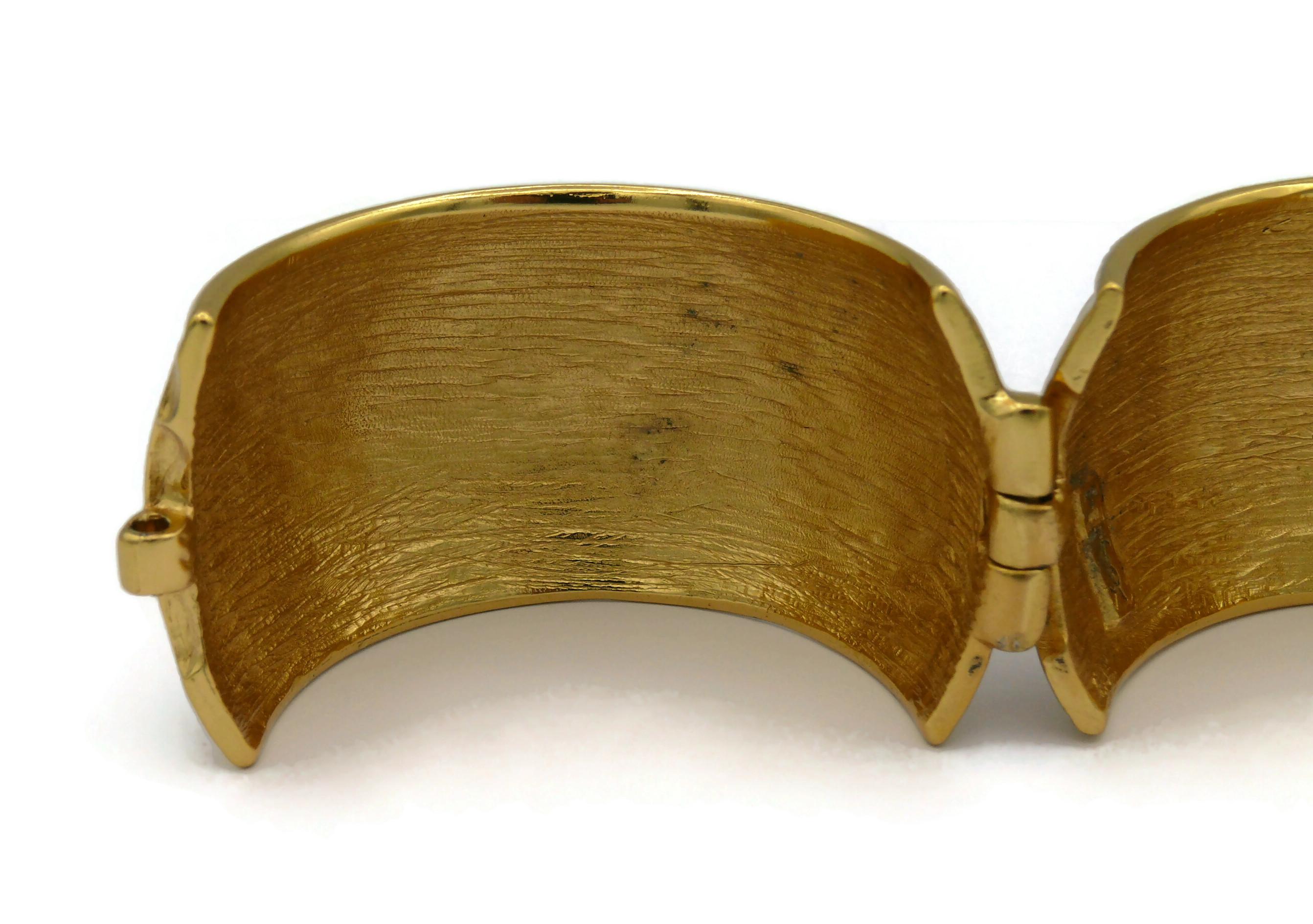 YVES SAINT LAURENT YSL Vintage Gold Tone Floral Arabesques Cuff Bracelet For Sale 6