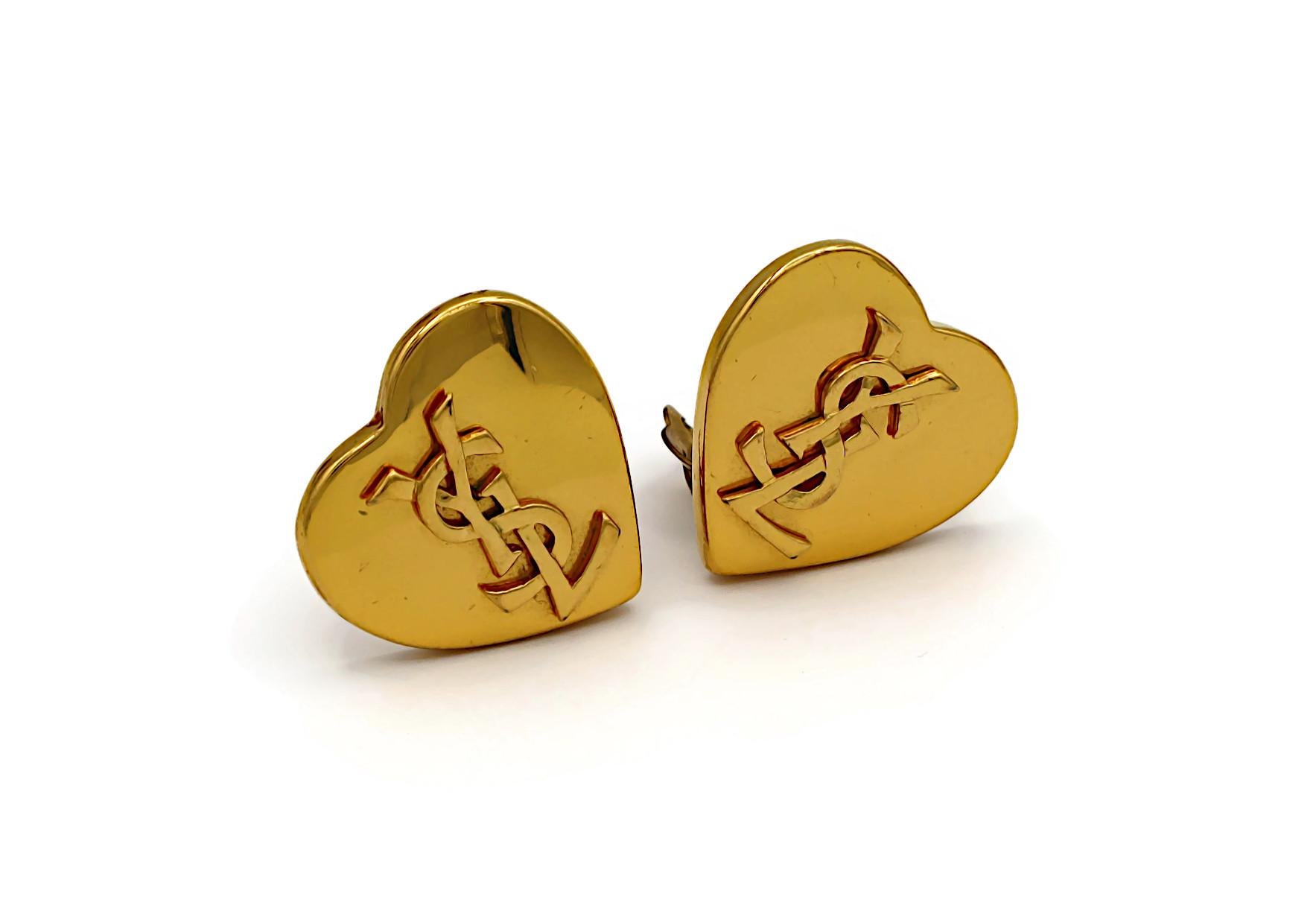 ysl logo earrings gold