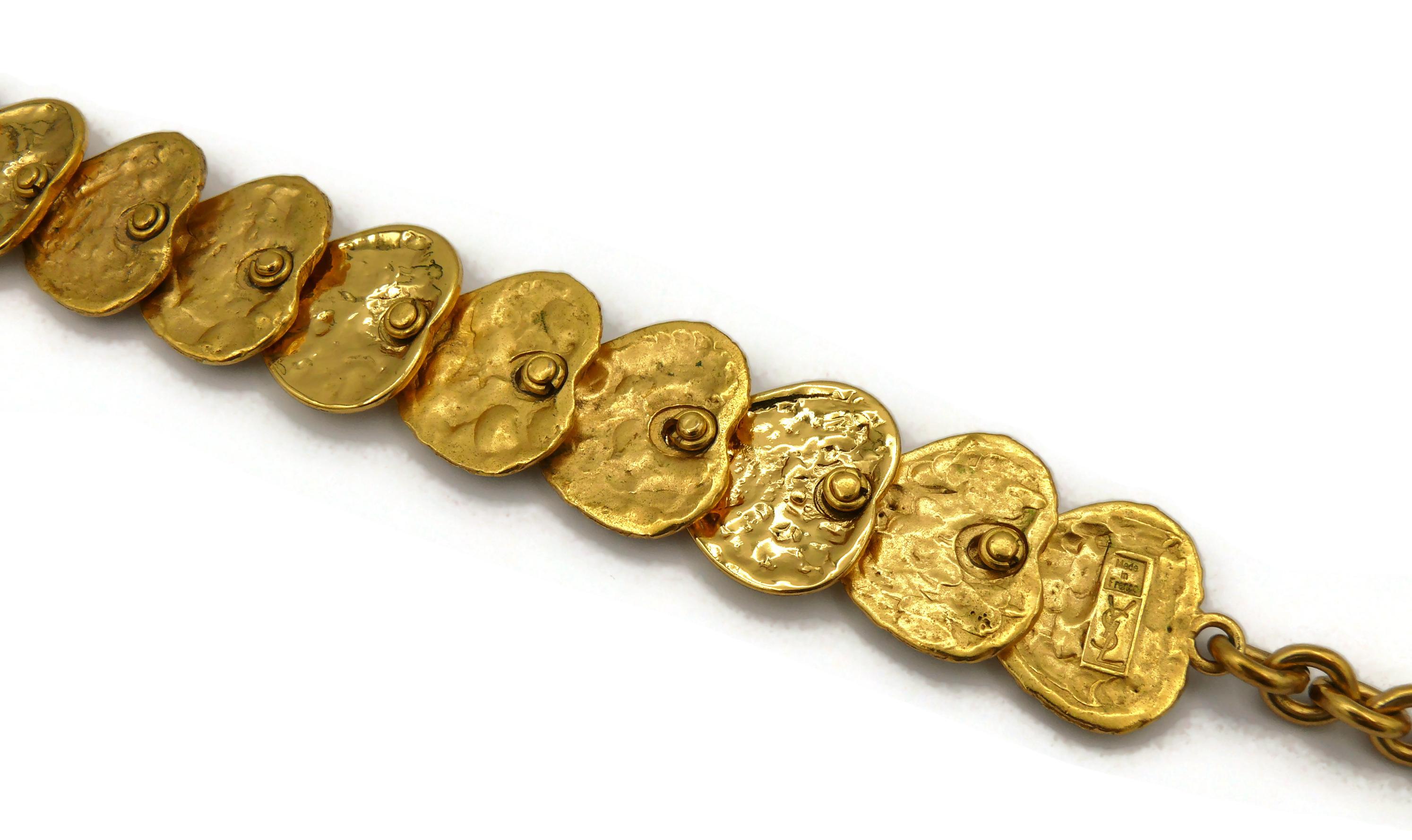 YVES SAINT LAURENT YSL Vintage Gold Tone Heart Necklace For Sale 5