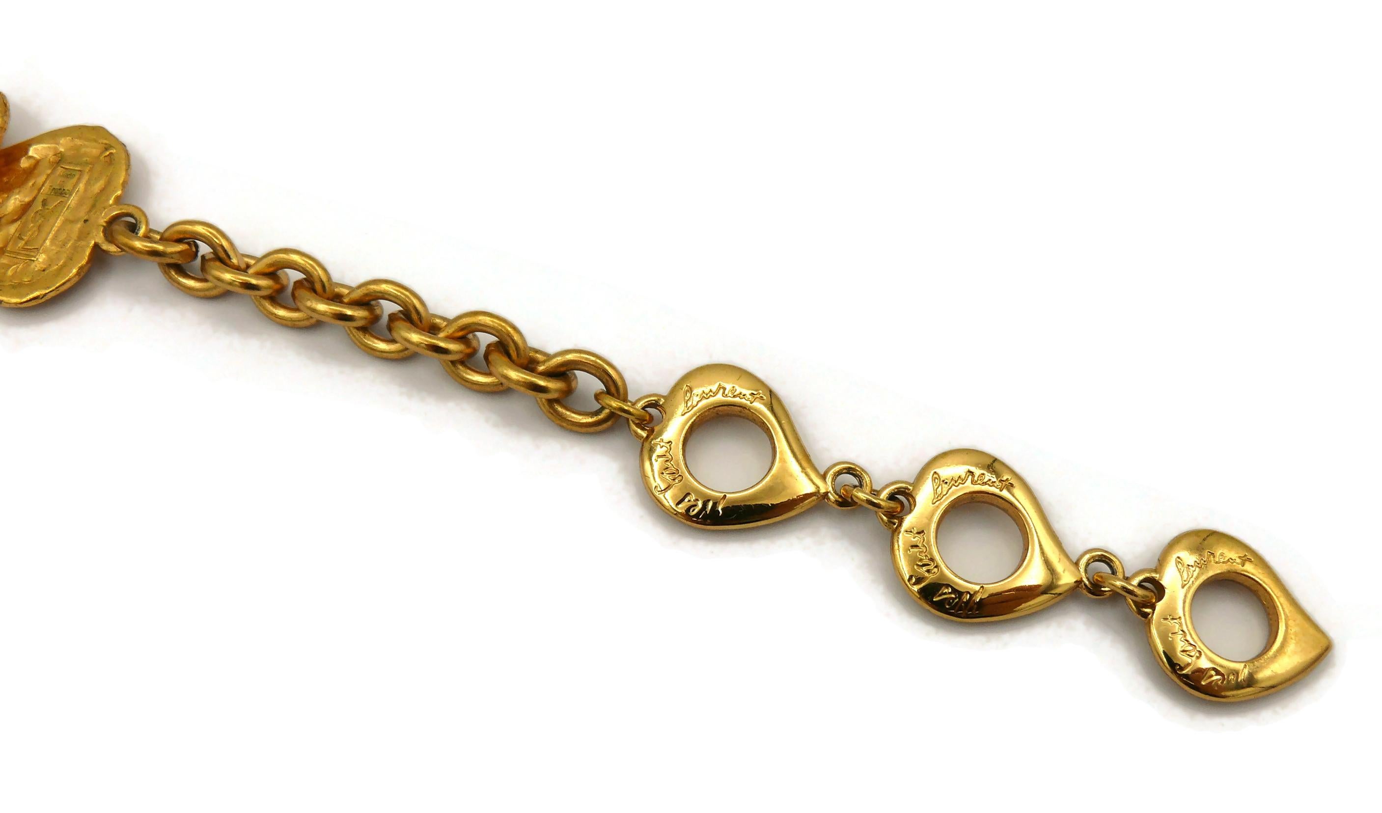 YVES SAINT LAURENT YSL Vintage Gold Tone Heart Necklace For Sale 6