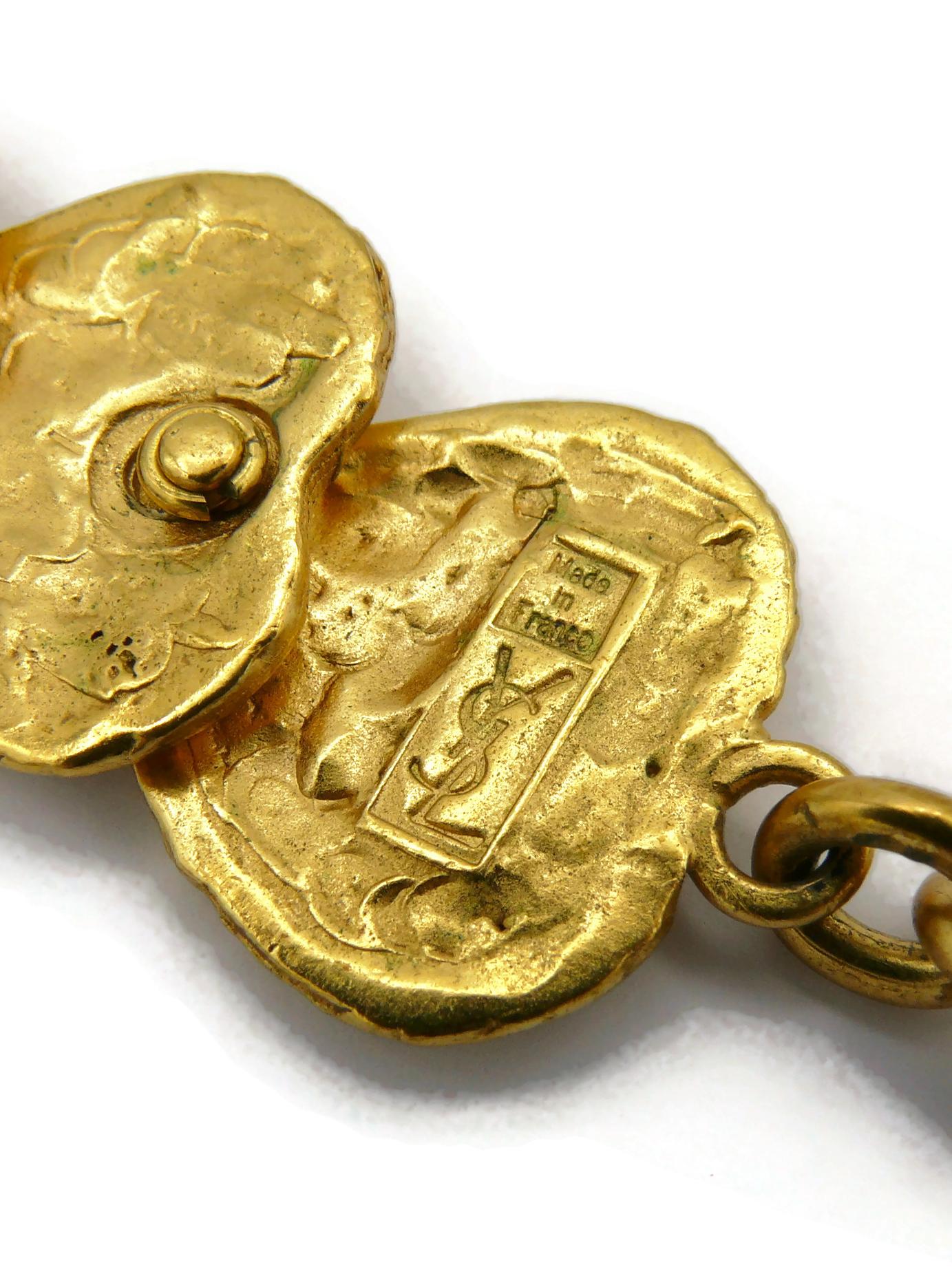 YVES SAINT LAURENT YSL Vintage Gold Tone Heart Necklace For Sale 7