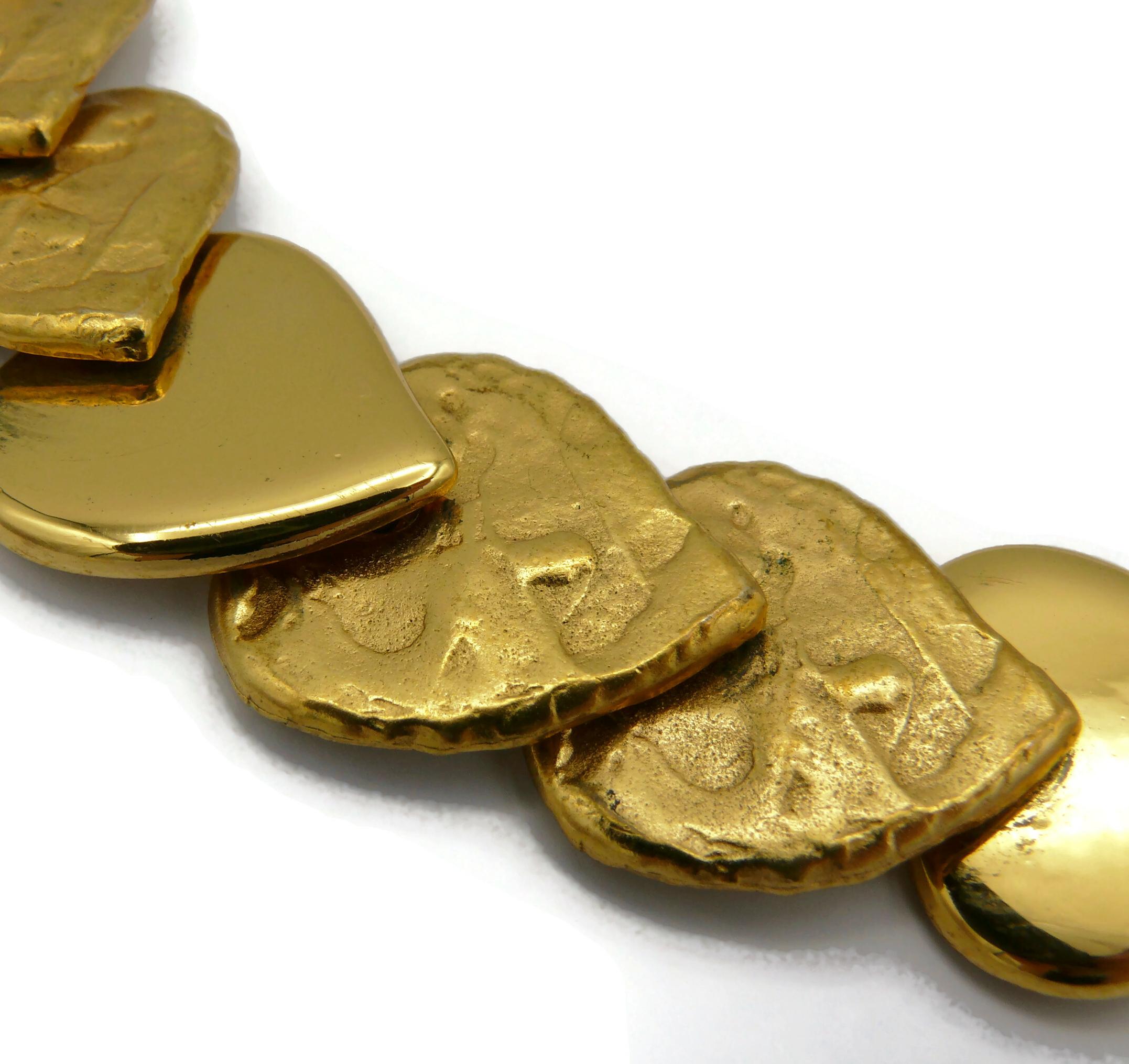 YVES SAINT LAURENT YSL Vintage Gold Tone Heart Necklace For Sale 8