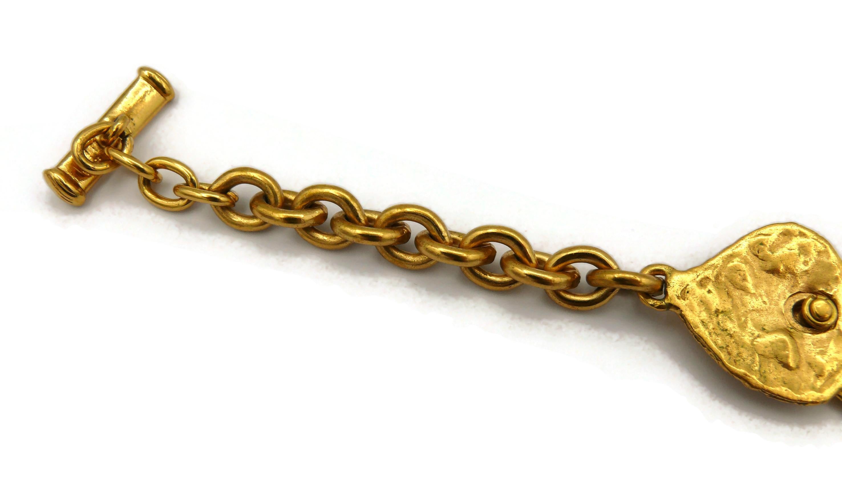 YVES SAINT LAURENT YSL Vintage Gold Tone Heart Necklace For Sale 2