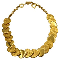 YVES SAINT LAURENT YSL Retro Gold Tone Heart Necklace