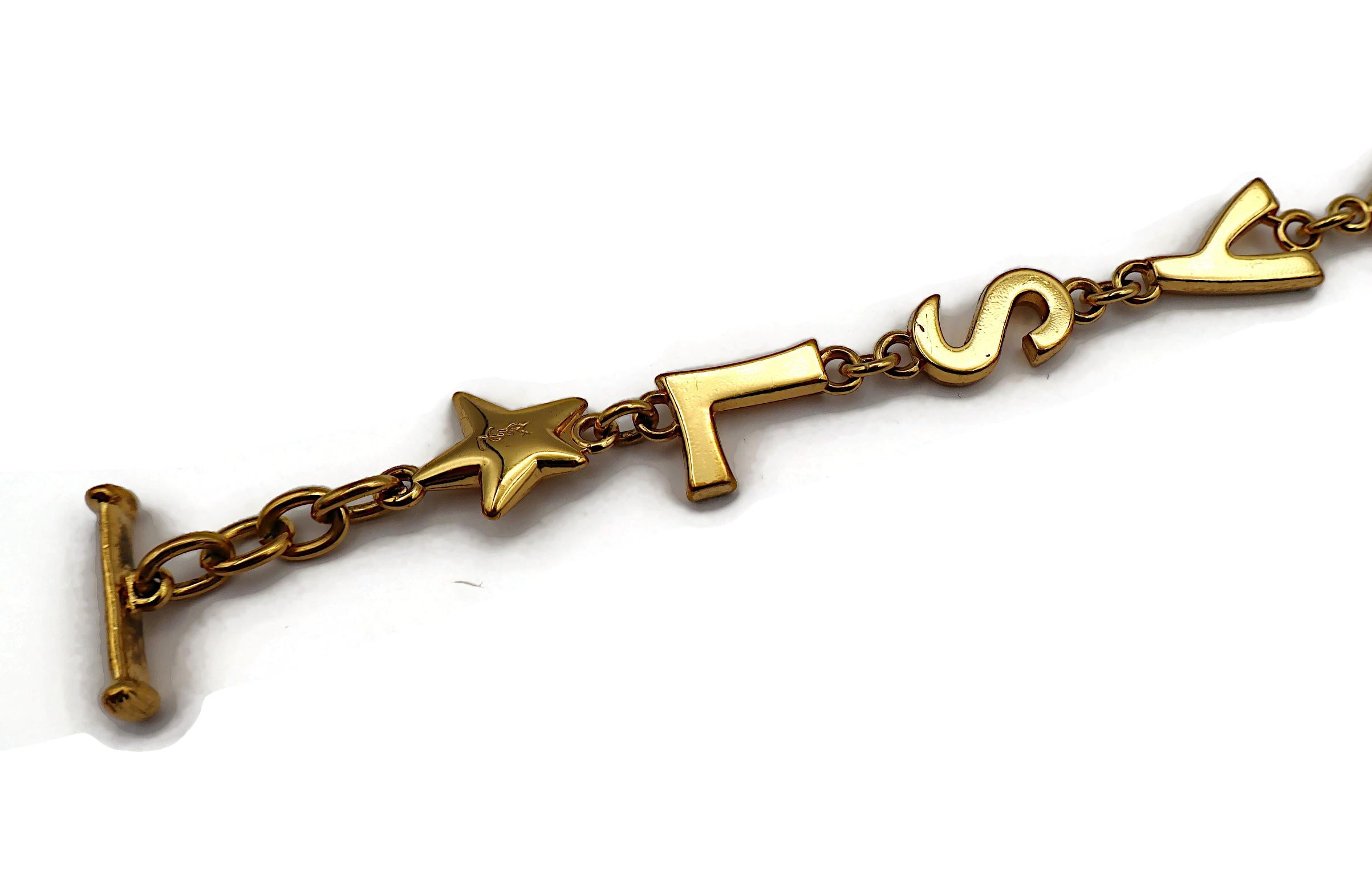 YVES SAINT LAURENT YSL Vintage Goldfarbene Ikonische Initials Herze Sterne Halskette, YSL Vintage im Angebot 7