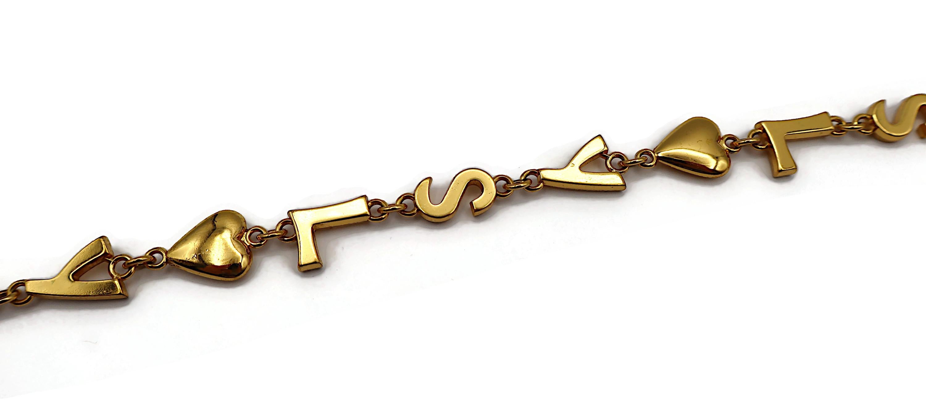 YVES SAINT LAURENT YSL Vintage Gold Tone Iconic Initials Hearts Stars Necklace For Sale 9