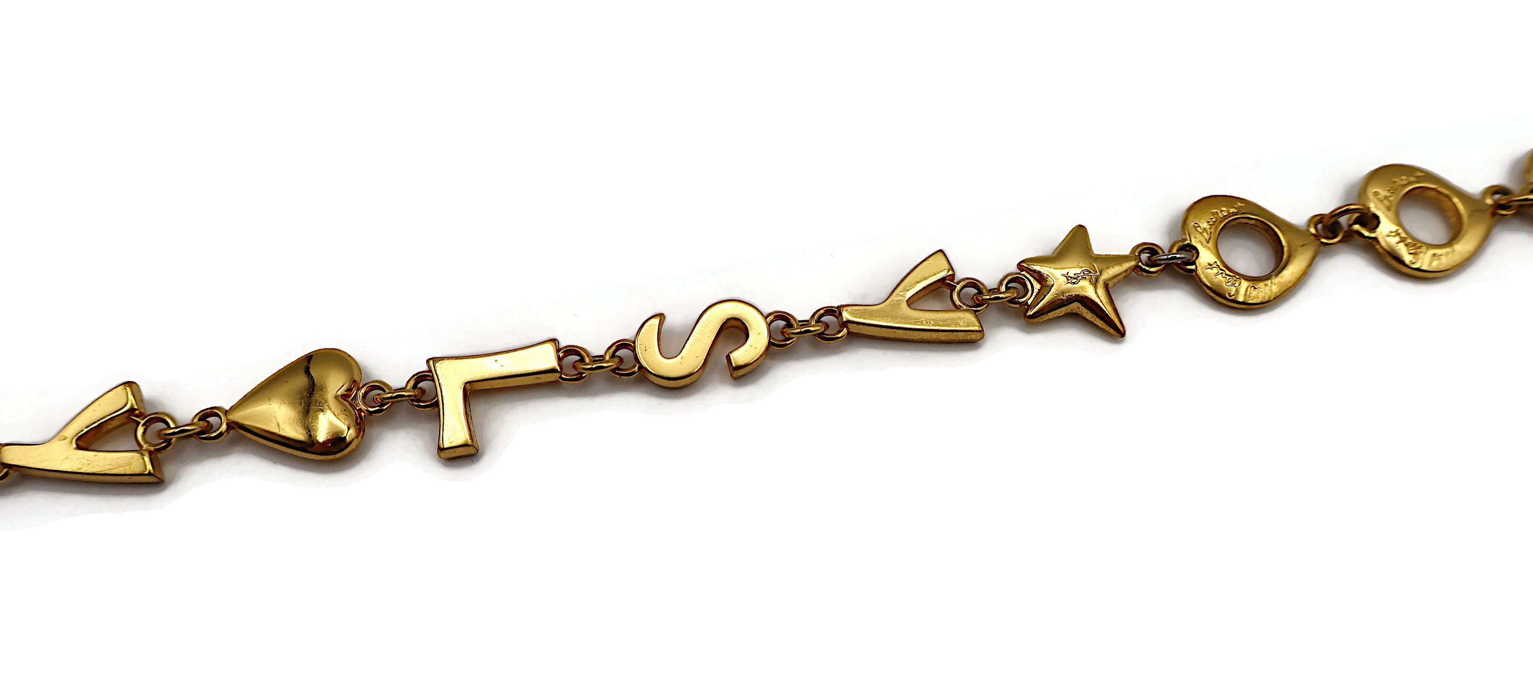 YVES SAINT LAURENT YSL Vintage Goldfarbene Ikonische Initials Herze Sterne Halskette, YSL Vintage im Angebot 10