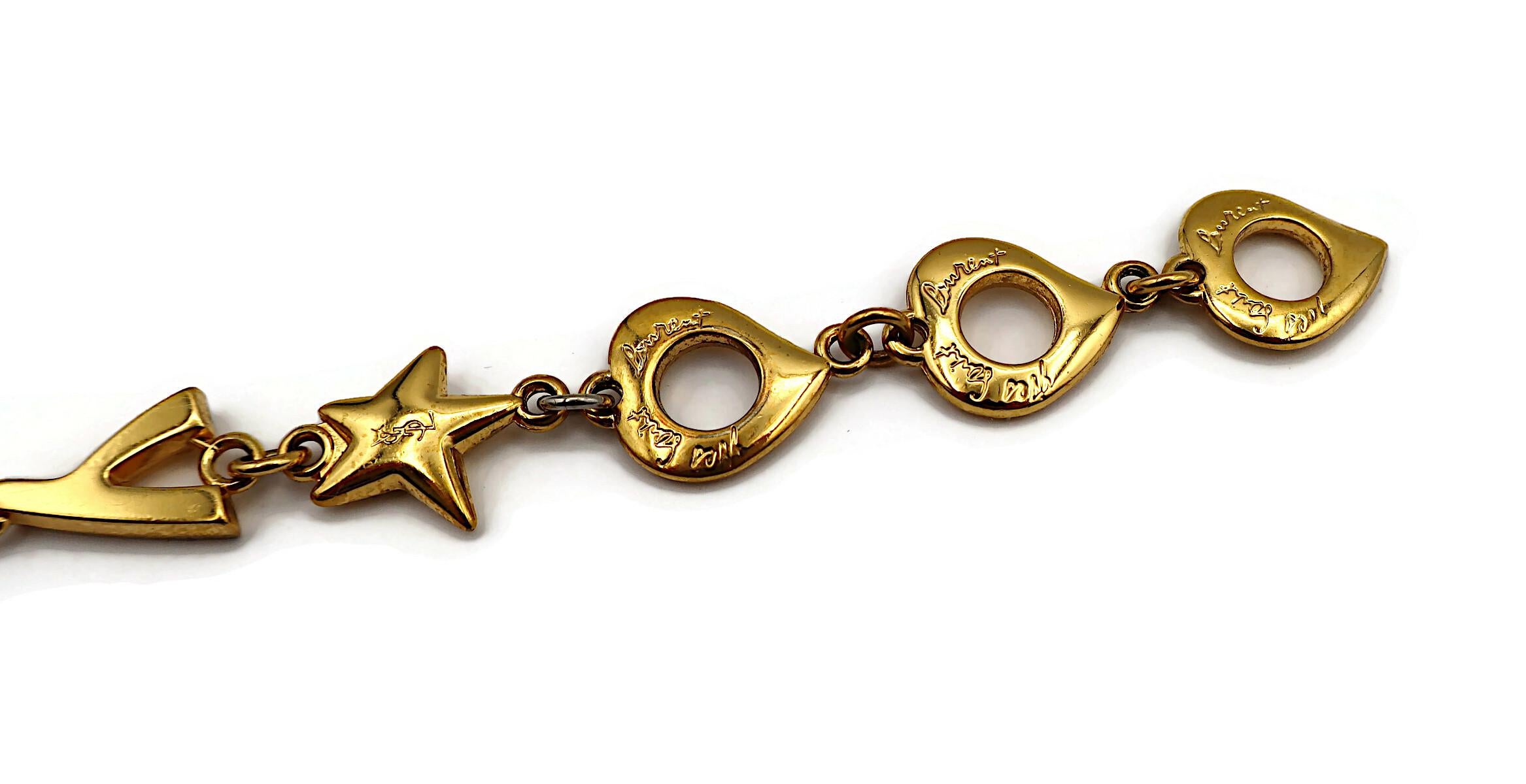 YVES SAINT LAURENT YSL Vintage Goldfarbene Ikonische Initials Herze Sterne Halskette, YSL Vintage im Angebot 11