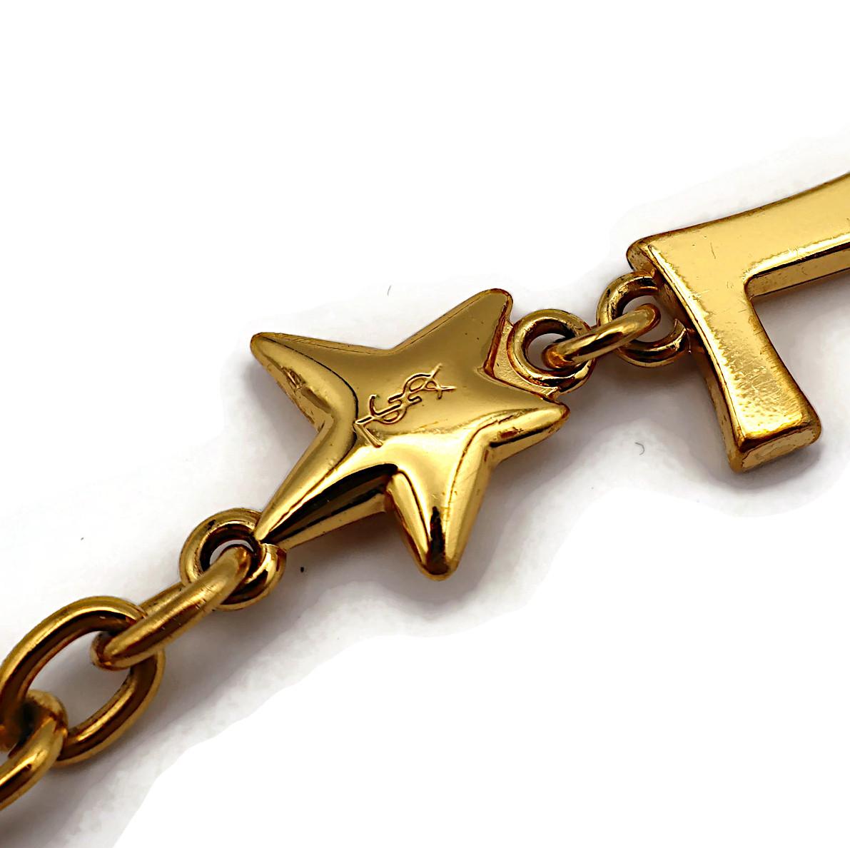 YVES SAINT LAURENT YSL Vintage Goldfarbene Ikonische Initials Herze Sterne Halskette, YSL Vintage im Angebot 12