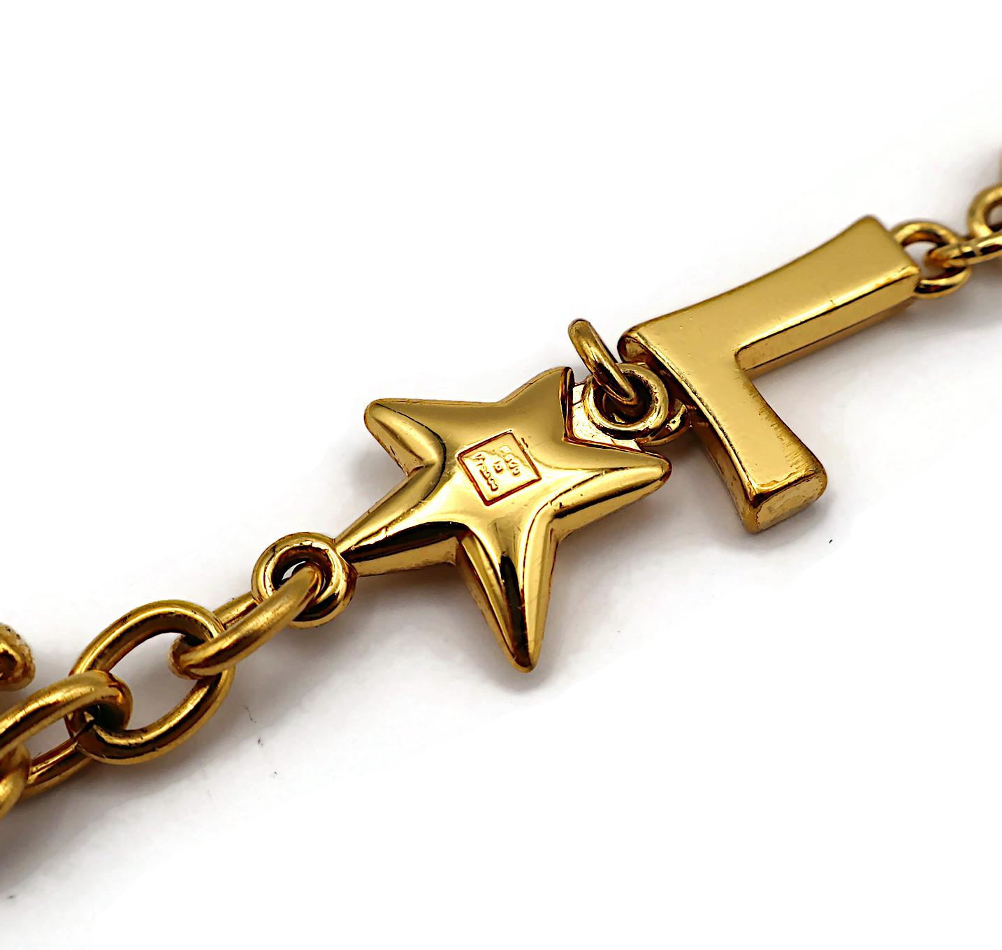 YVES SAINT LAURENT YSL Vintage Goldfarbene Ikonische Initials Herze Sterne Halskette, YSL Vintage im Angebot 13