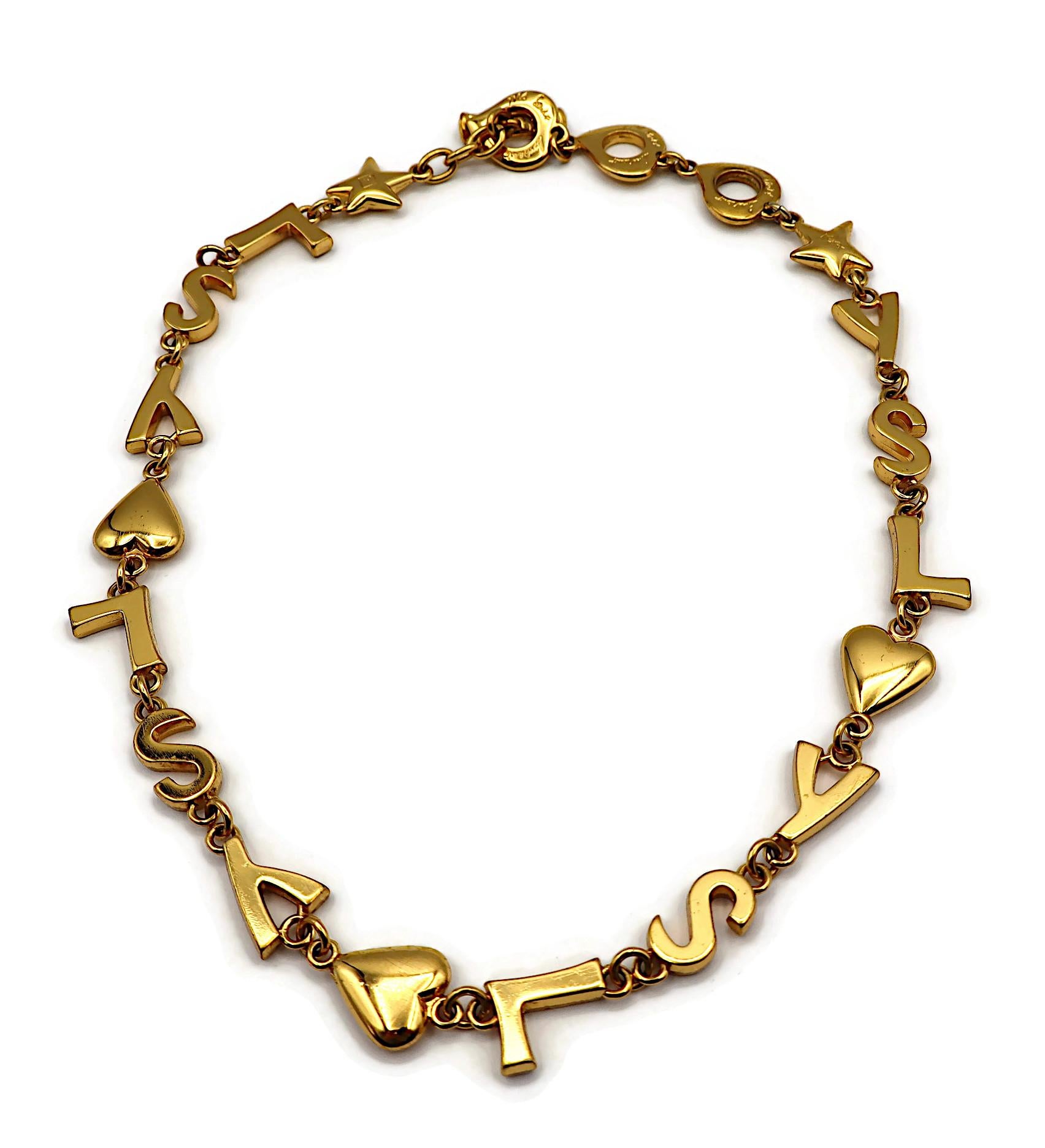 YVES SAINT LAURENT YSL Vintage Goldfarbene Ikonische Initials Herze Sterne Halskette, YSL Vintage Damen im Angebot