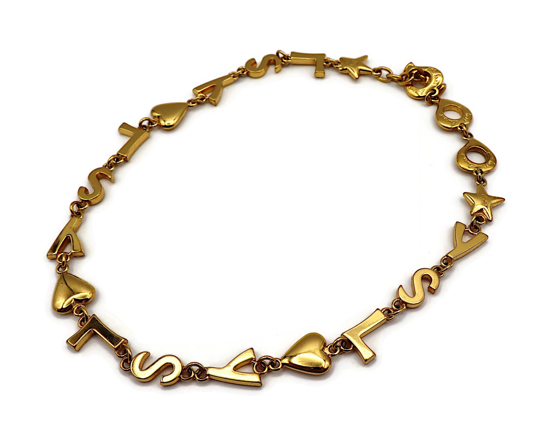 YVES SAINT LAURENT YSL Vintage Gold Tone Iconic Initials Hearts Stars Necklace For Sale 1