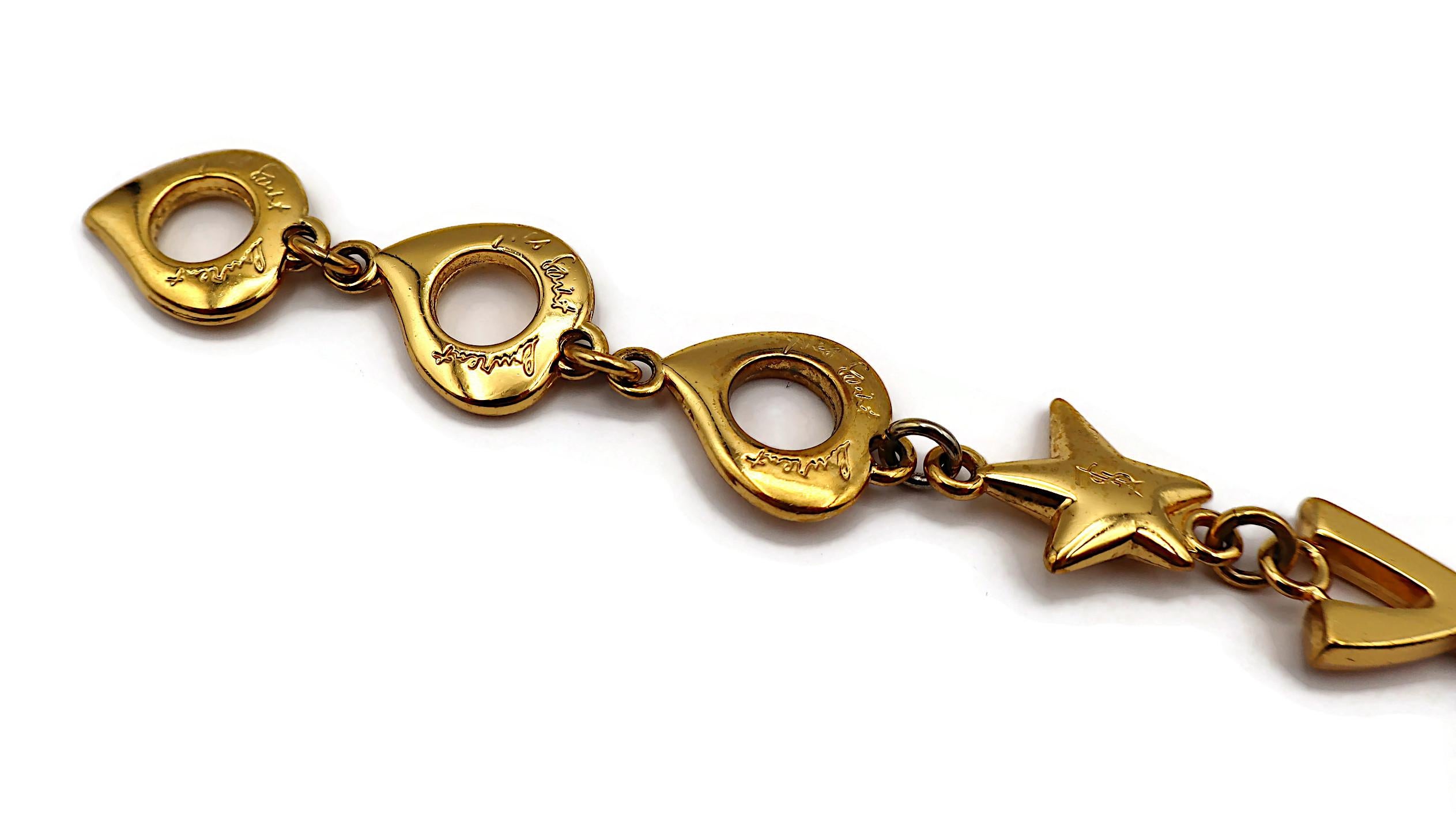 YVES SAINT LAURENT YSL Vintage Goldfarbene Ikonische Initials Herze Sterne Halskette, YSL Vintage im Angebot 2