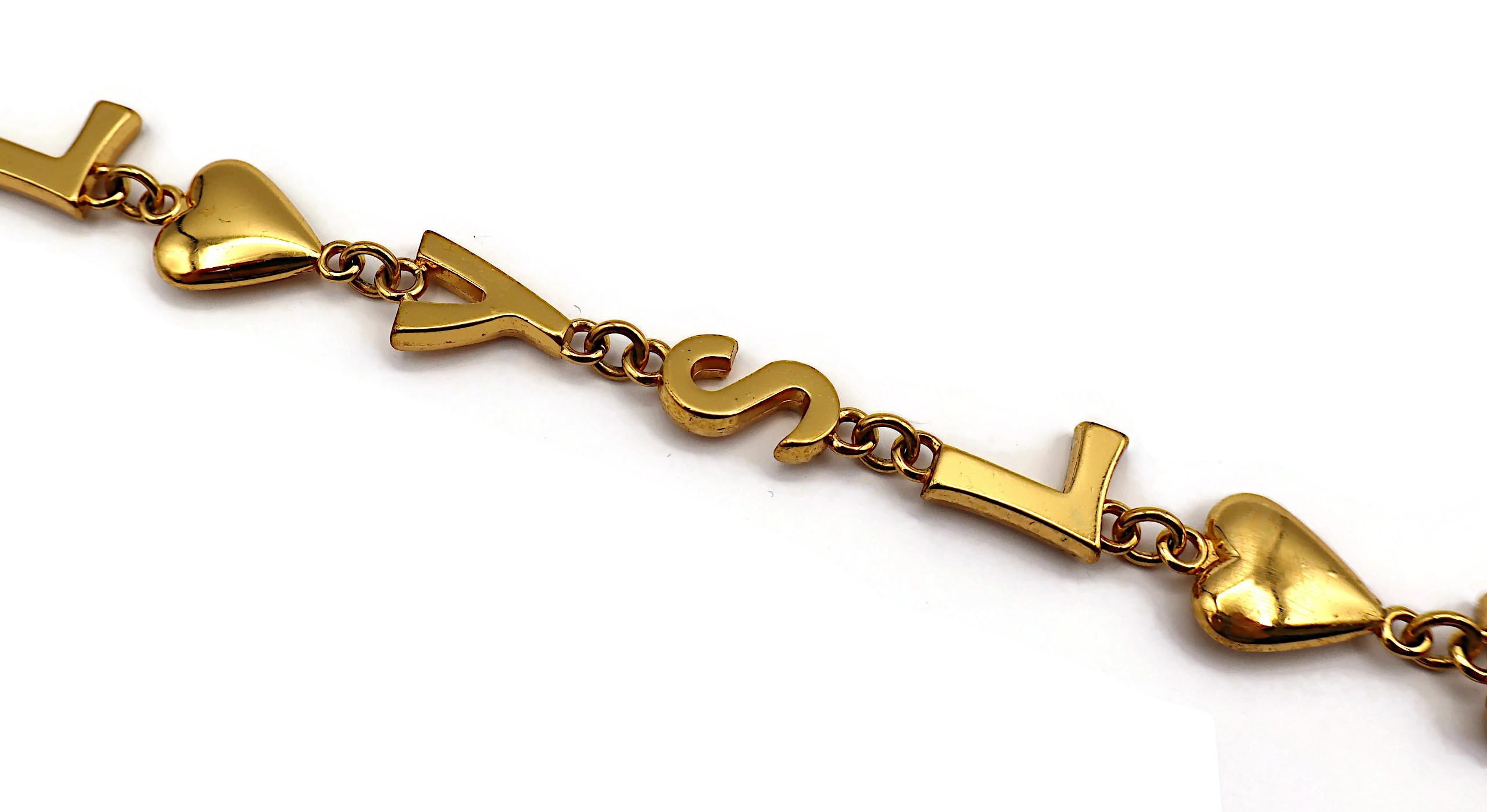 YVES SAINT LAURENT YSL Vintage Gold Tone Iconic Initials Hearts Stars Necklace For Sale 4