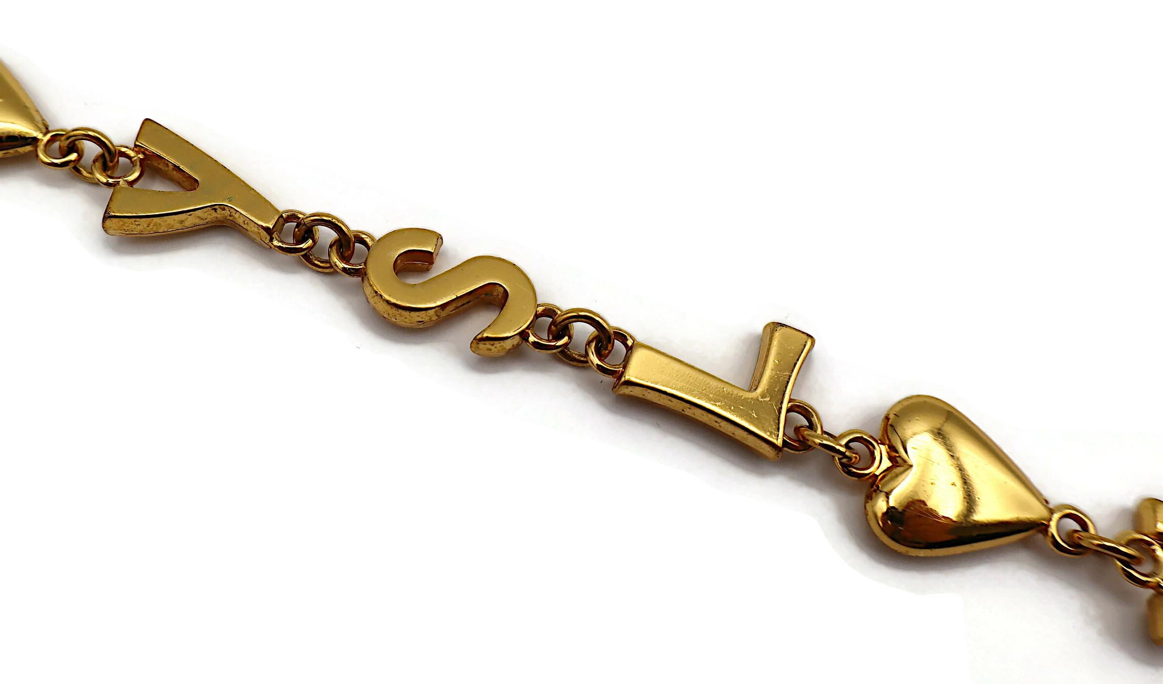YVES SAINT LAURENT YSL Vintage Goldfarbene Ikonische Initials Herze Sterne Halskette, YSL Vintage im Angebot 5