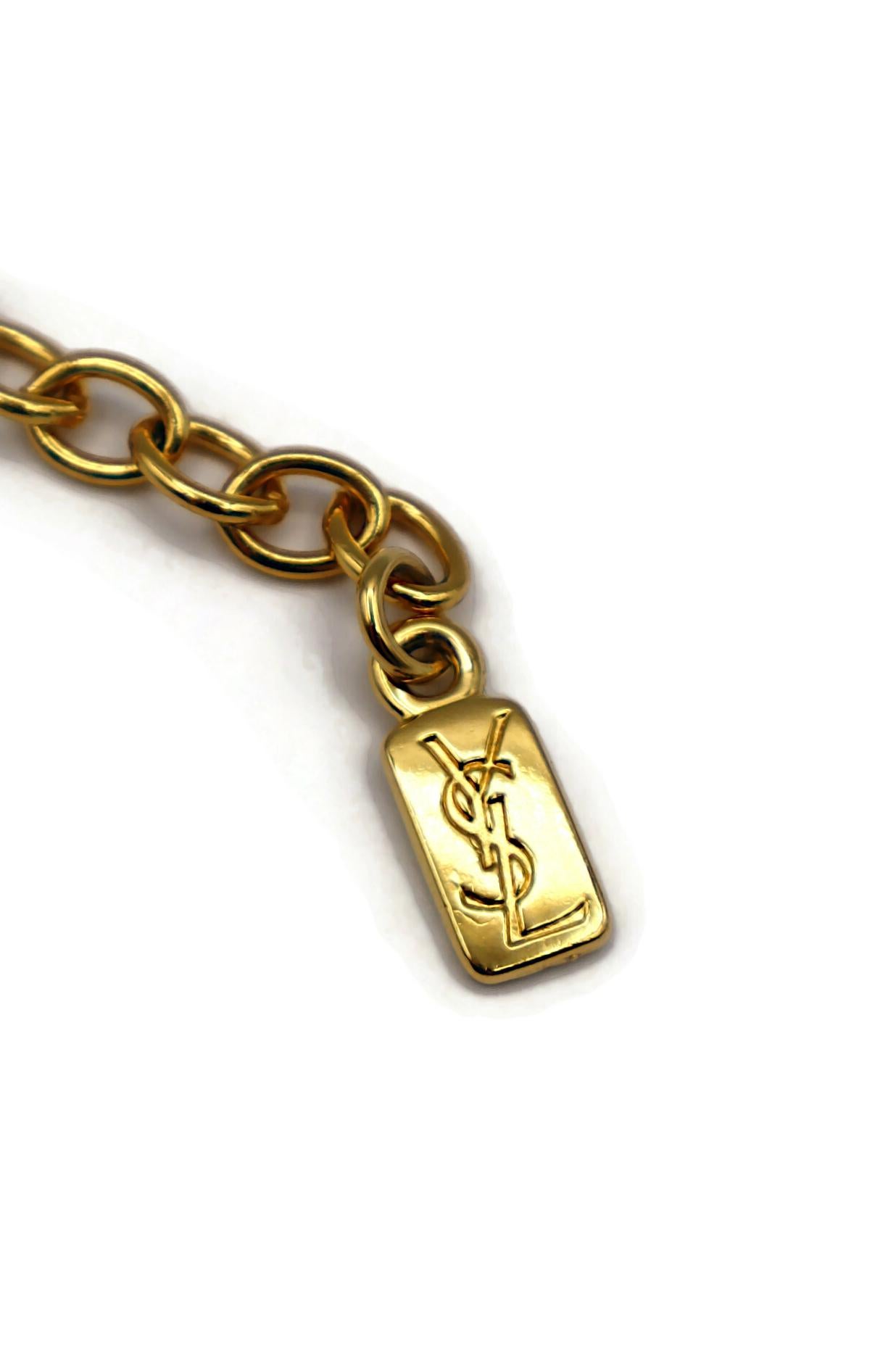 YVES SAINT LAURENT YSL Collana con ciondolo a croce Jewell d'epoca in tonalità oro in vendita 10