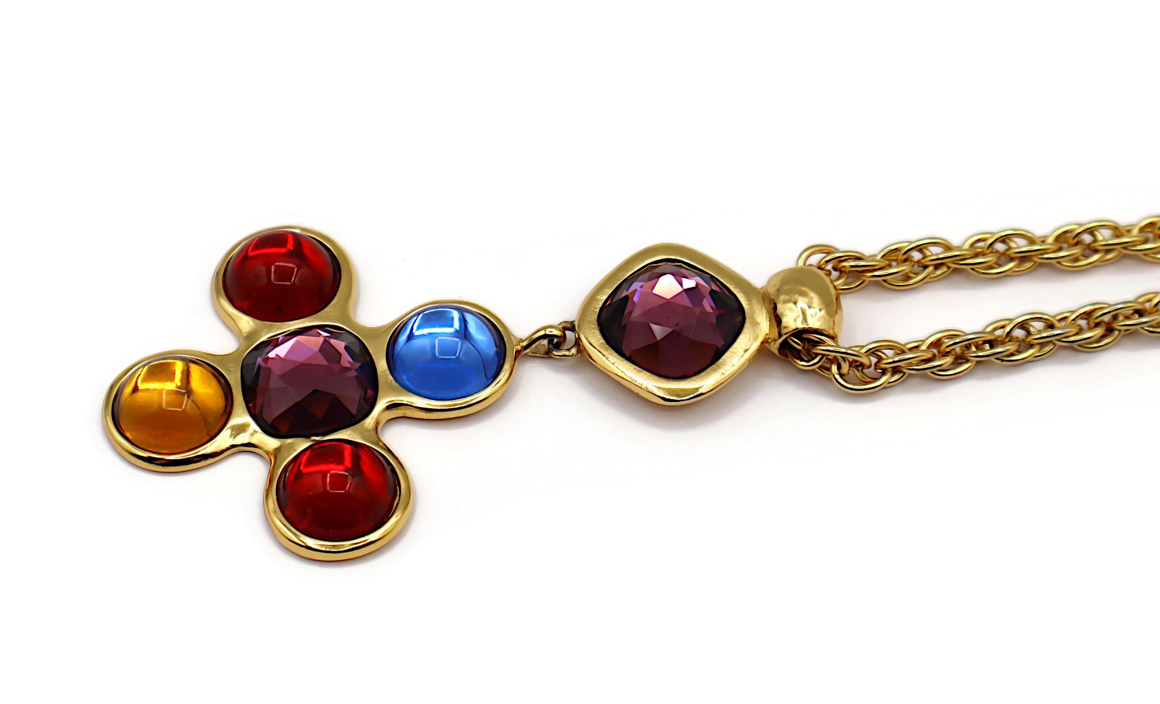 YVES SAINT LAURENT YSL Collana con ciondolo a croce Jewell d'epoca in tonalità oro in vendita 5