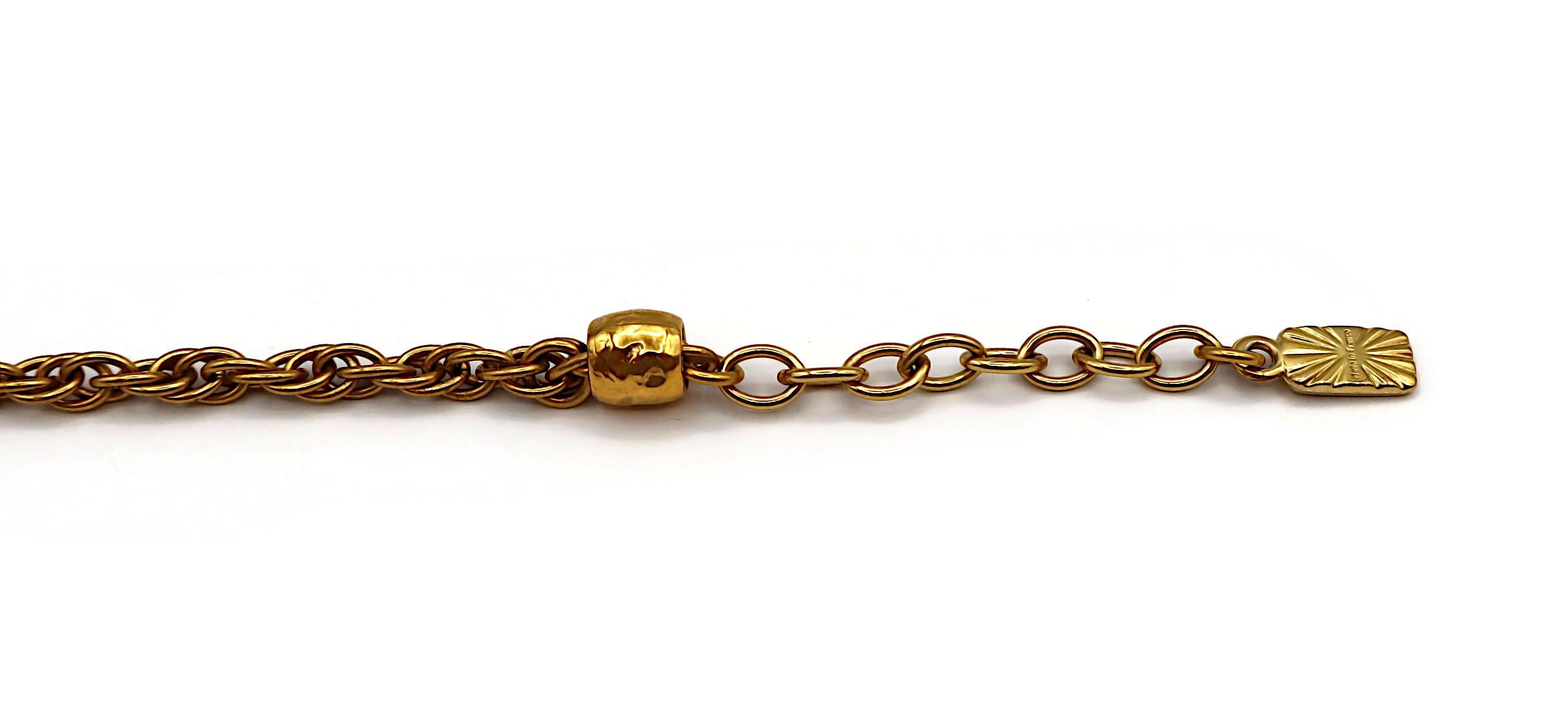 YVES SAINT LAURENT YSL Vintage Gold Tone Jewelled Cross Pendant Necklace 6