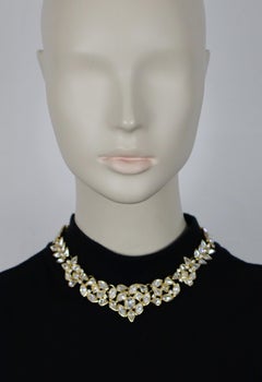 YVES SAINT LAURENT YSL Vintage Gold-Tone Jewelled Heart Necklace