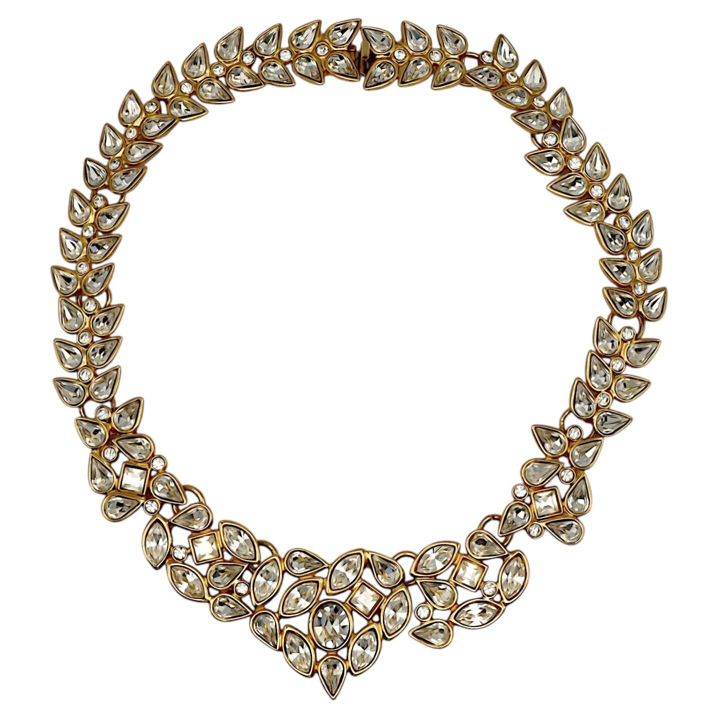 YVES SAINT LAURENT YSL Vintage Gold-Tone Jewelled Heart Necklace