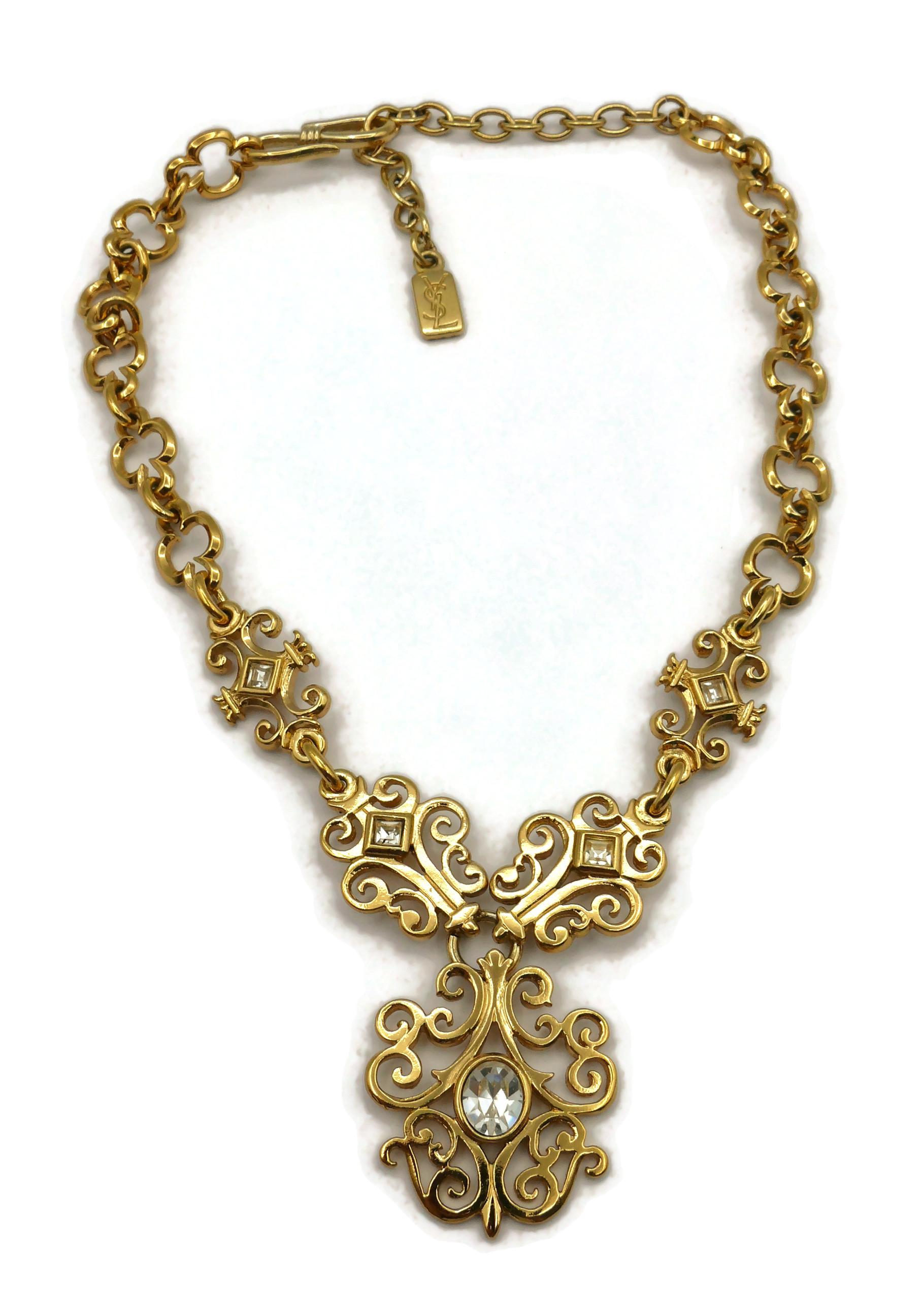 YVES SAINT LAURENT YSL Vintage Goldfarbene Vintage-Halskette mit Juwelen in Goldtönen im Zustand „Gut“ im Angebot in Nice, FR