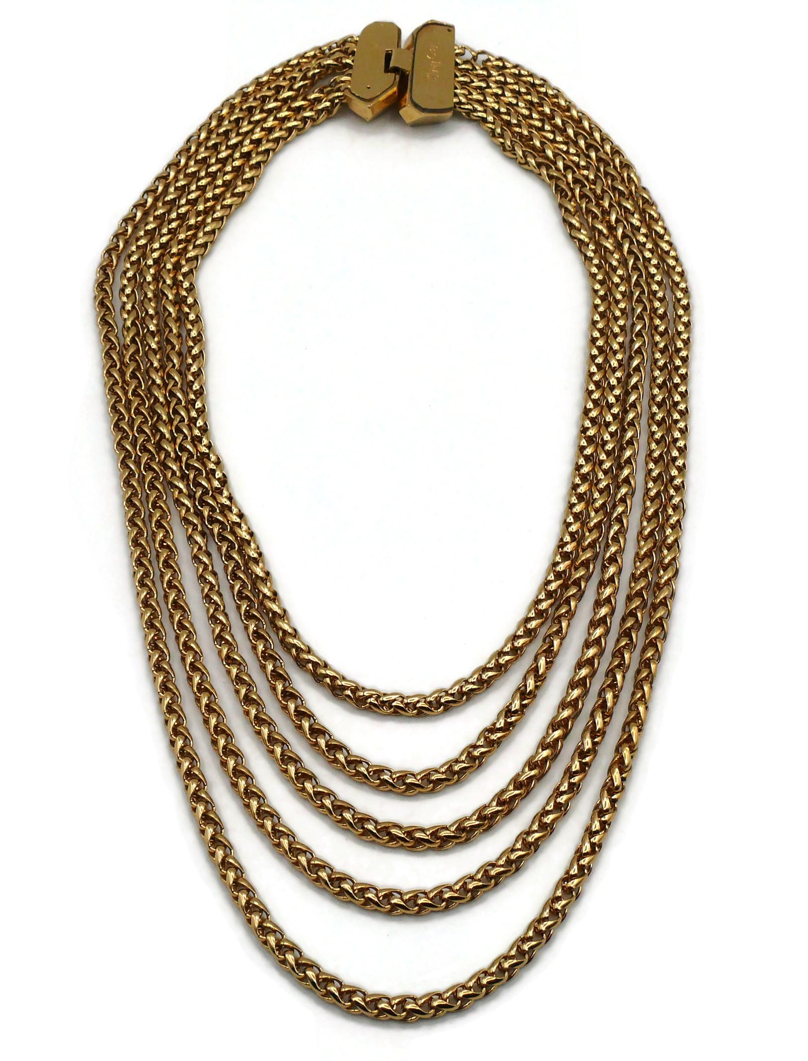 YVES SAINT LAURENT YSL Vintage Gold Tone Multi-Strand Chain Necklace For Sale 4