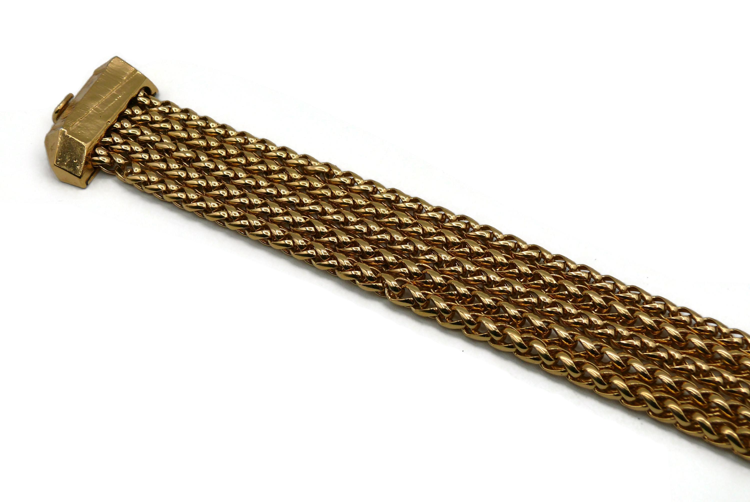 YVES SAINT LAURENT YSL Vintage Gold Tone Multi-Strand Chain Necklace In Good Condition For Sale In Nice, FR