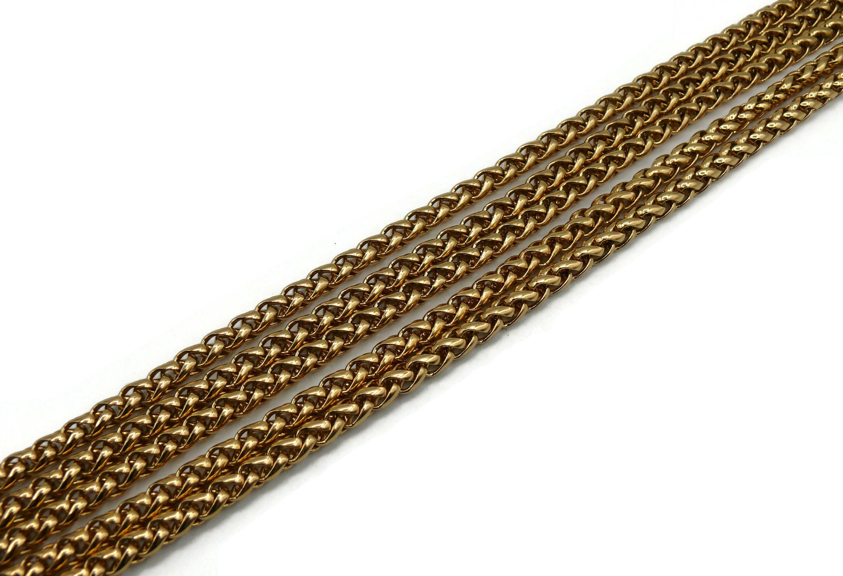 YVES SAINT LAURENT YSL Vintage Gold Tone Multi-Strand Chain Necklace For Sale 1