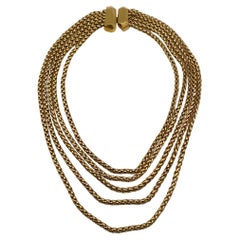 YVES SAINT LAURENT YSL Used Gold Tone Multi-Strand Chain Necklace