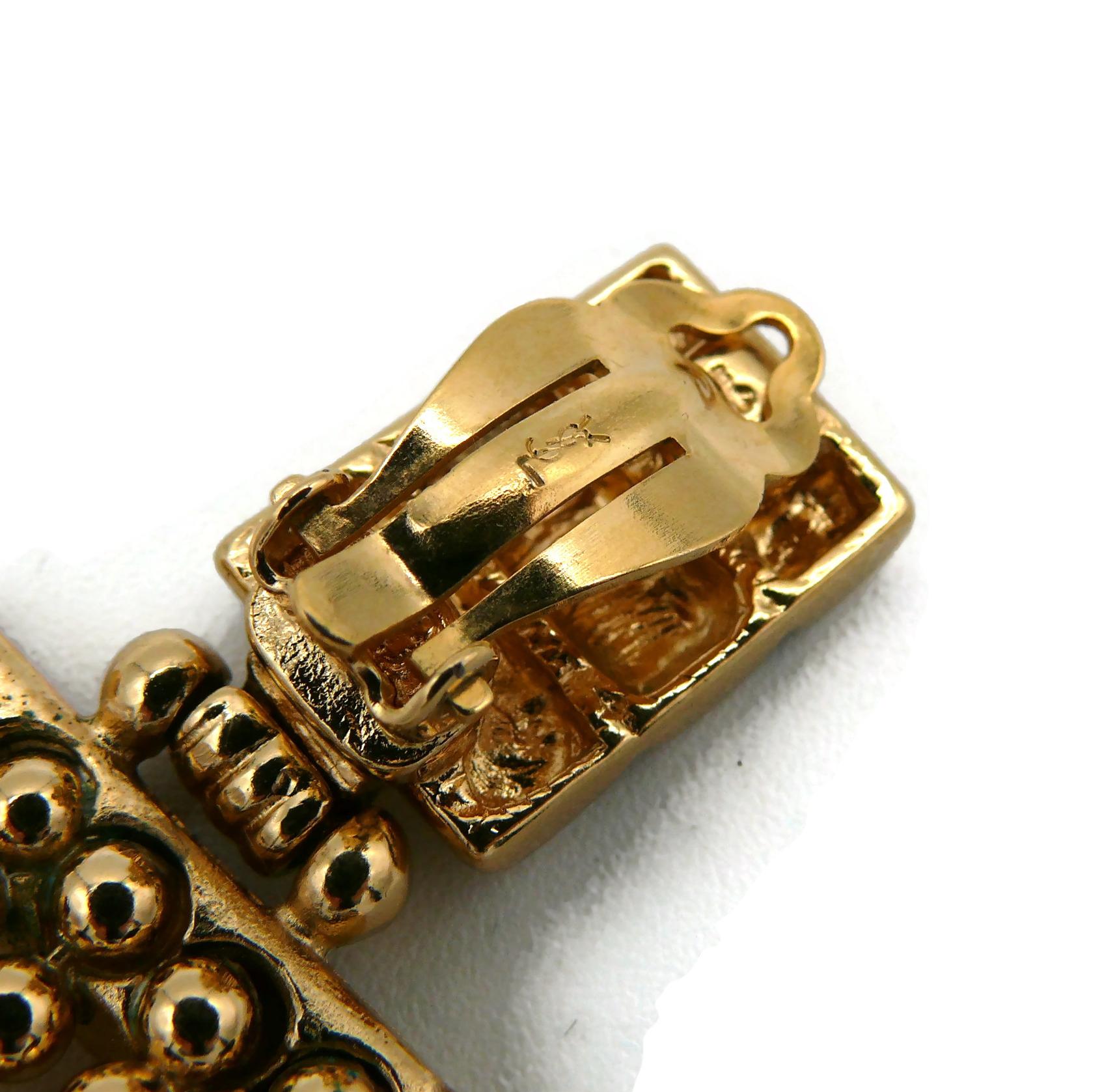 YVES SAINT LAURENT YSL Vintage Gold Tone Rain Dangling Earrings For Sale 1