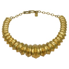 YVES SAINT LAURENT YSL Vintage Gold Tone Reptile Scale Necklace