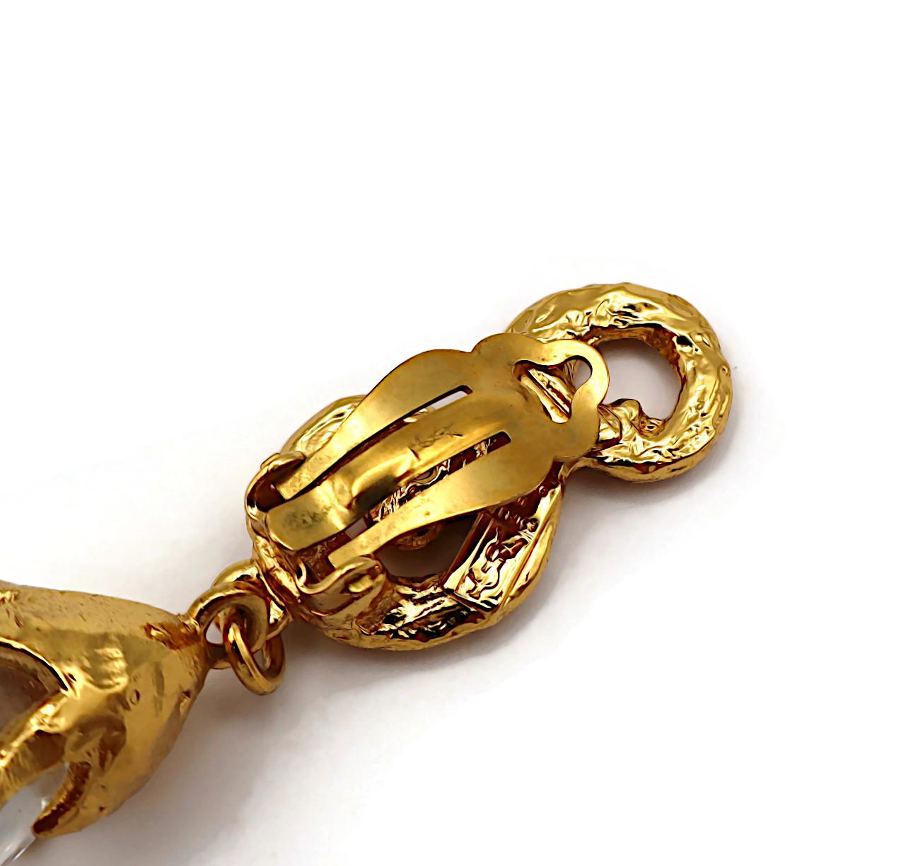 YVES SAINT LAURENT YSL Pendientes colgantes de pergamino vintage en tono dorado en venta 5