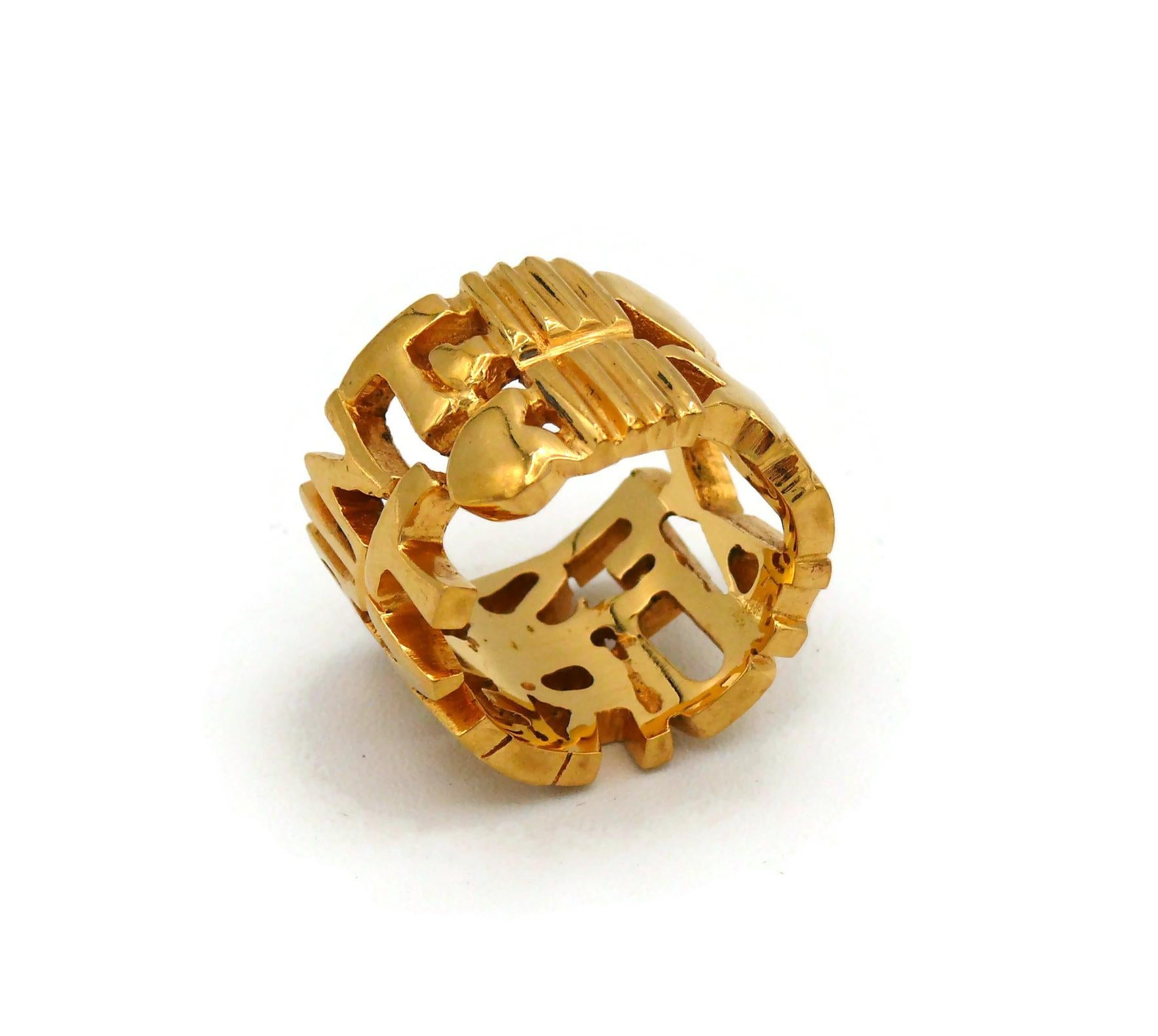 YVES SAINT LAURENT YSL Vintage Gold Tone Signature Ring For Sale at ...