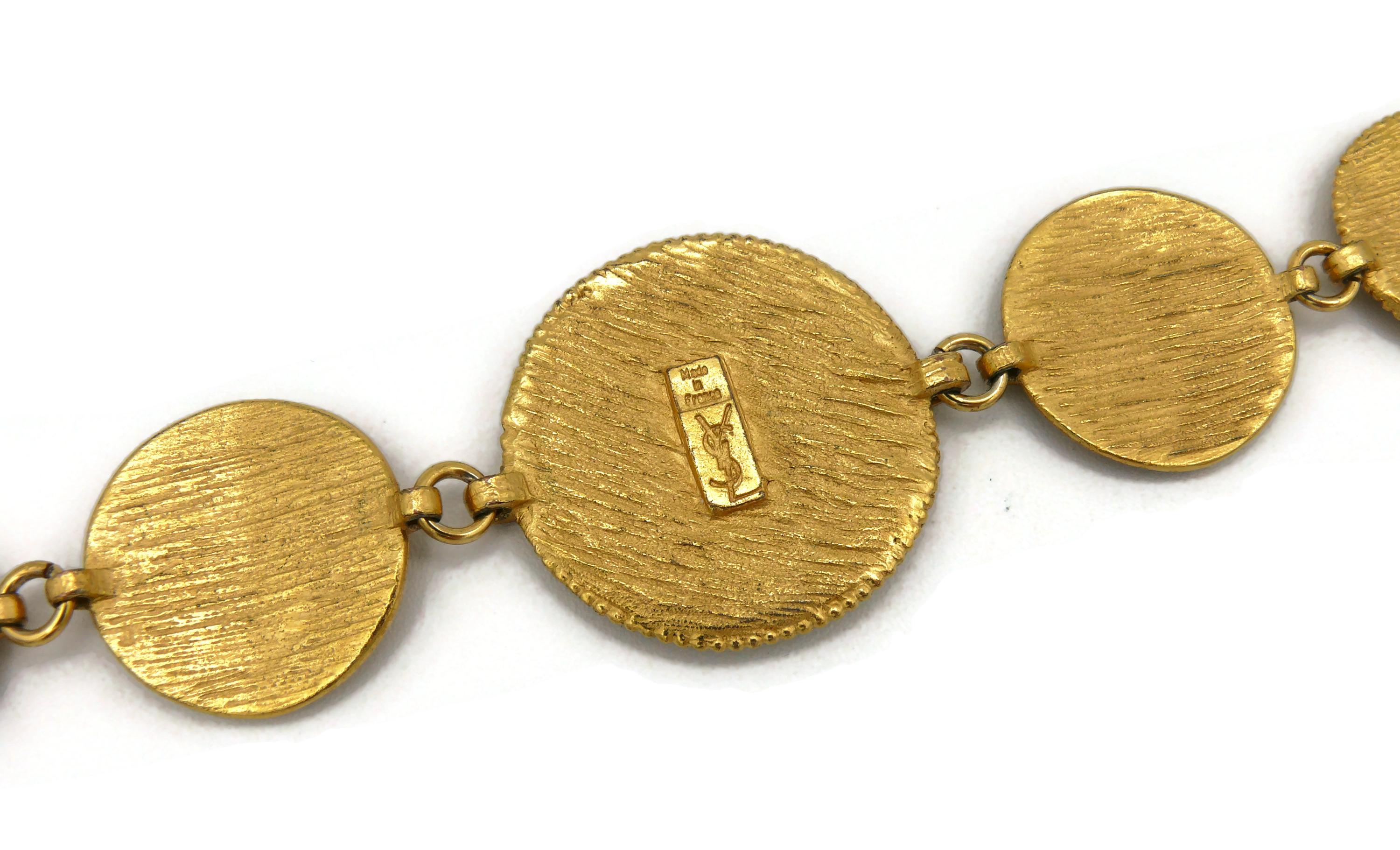 Yves Saint Laurent YSL Vintage Gold Toned African Design Link Bracelet For Sale 5