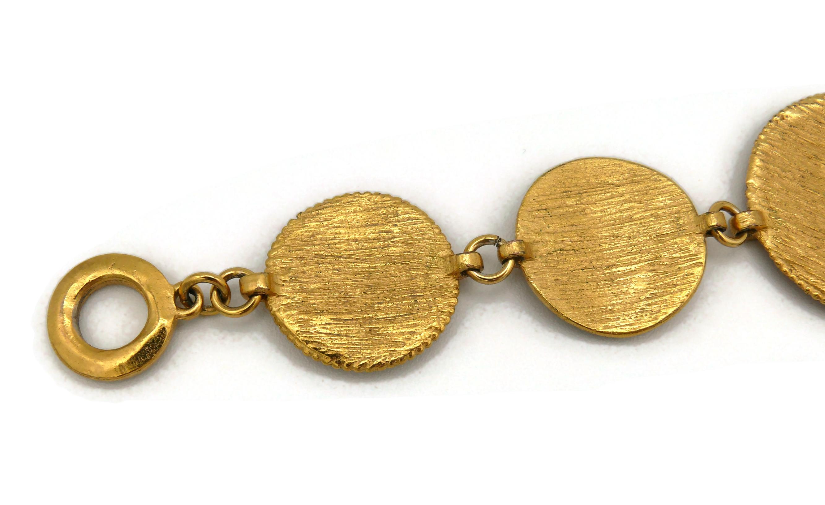 Yves Saint Laurent YSL Vintage Gold Toned African Design Link Bracelet For Sale 3