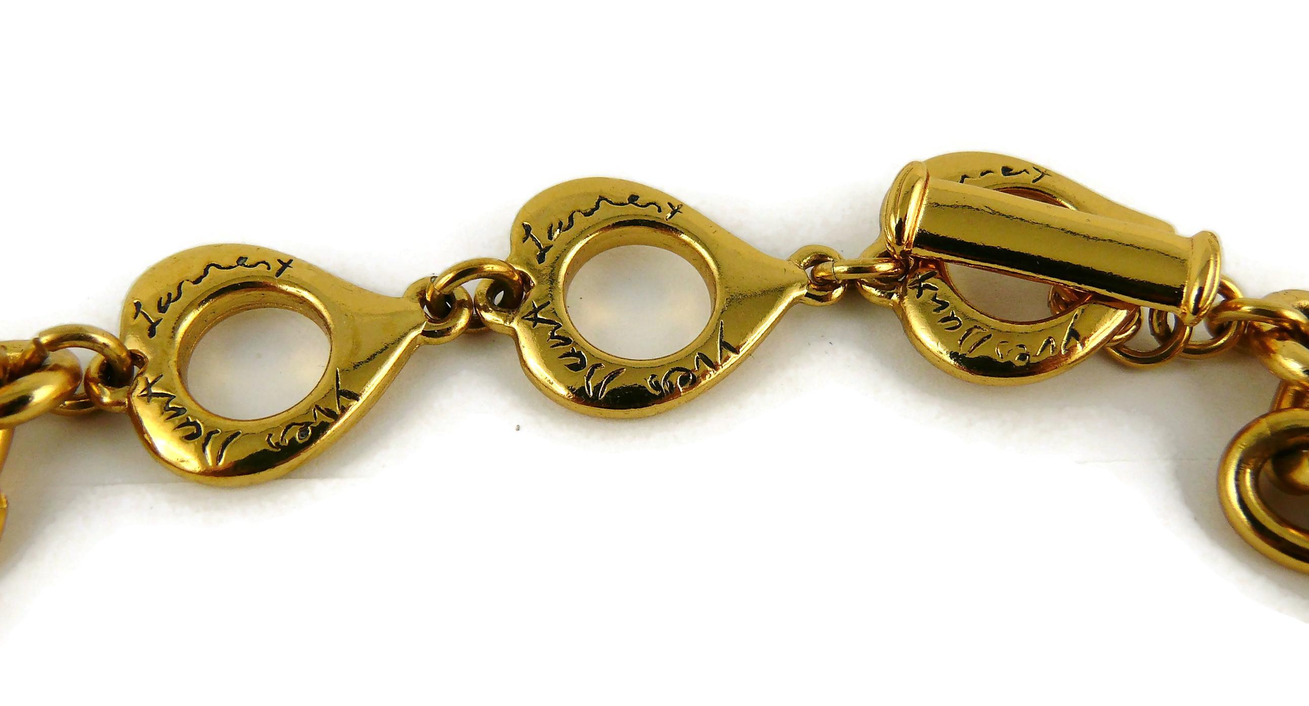 Yves Saint Laurent YSL Vintage Gold Toned Arabesque Charm Link Necklace 4