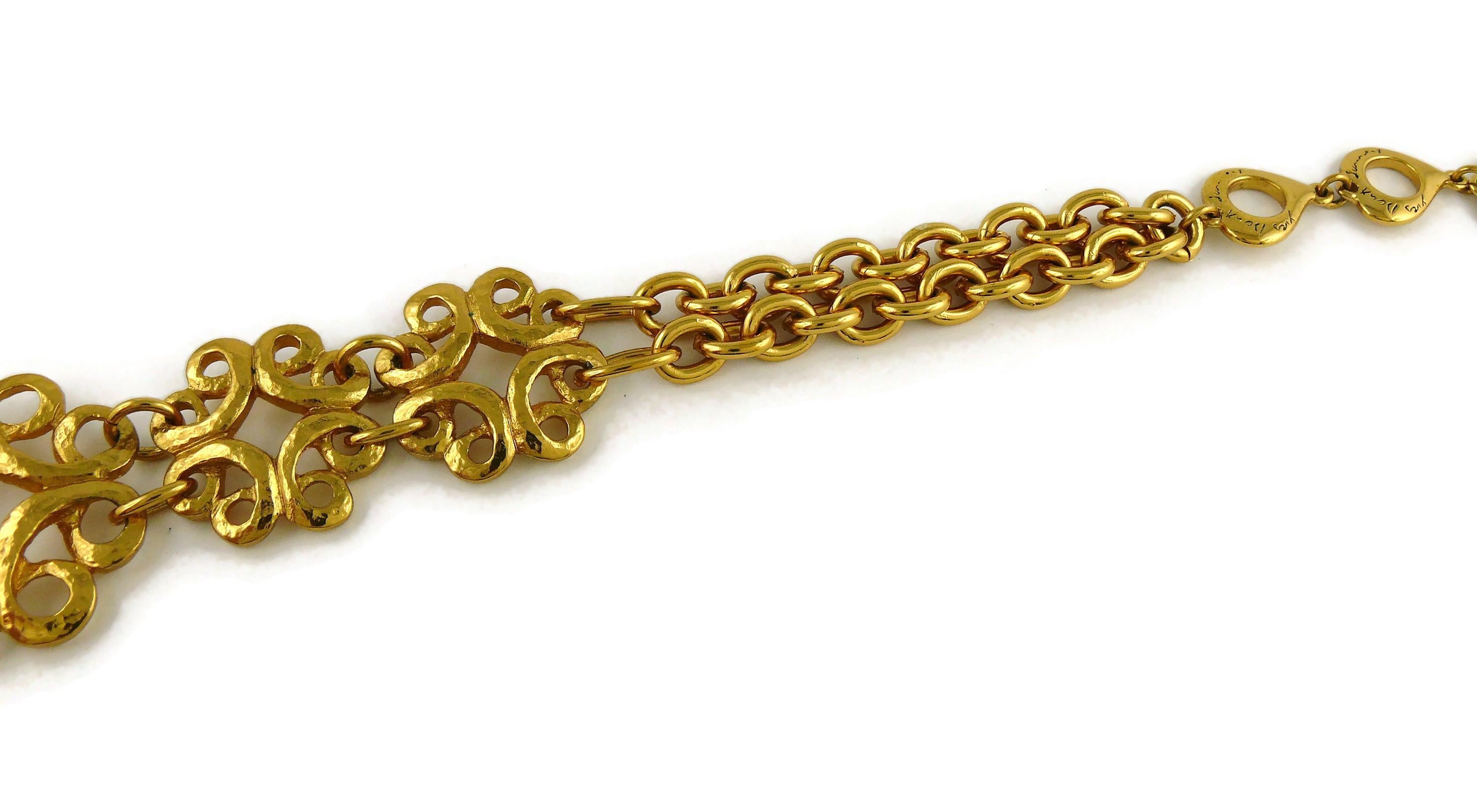 Yves Saint Laurent YSL Vintage Gold Toned Arabesque Charm Link Necklace 1