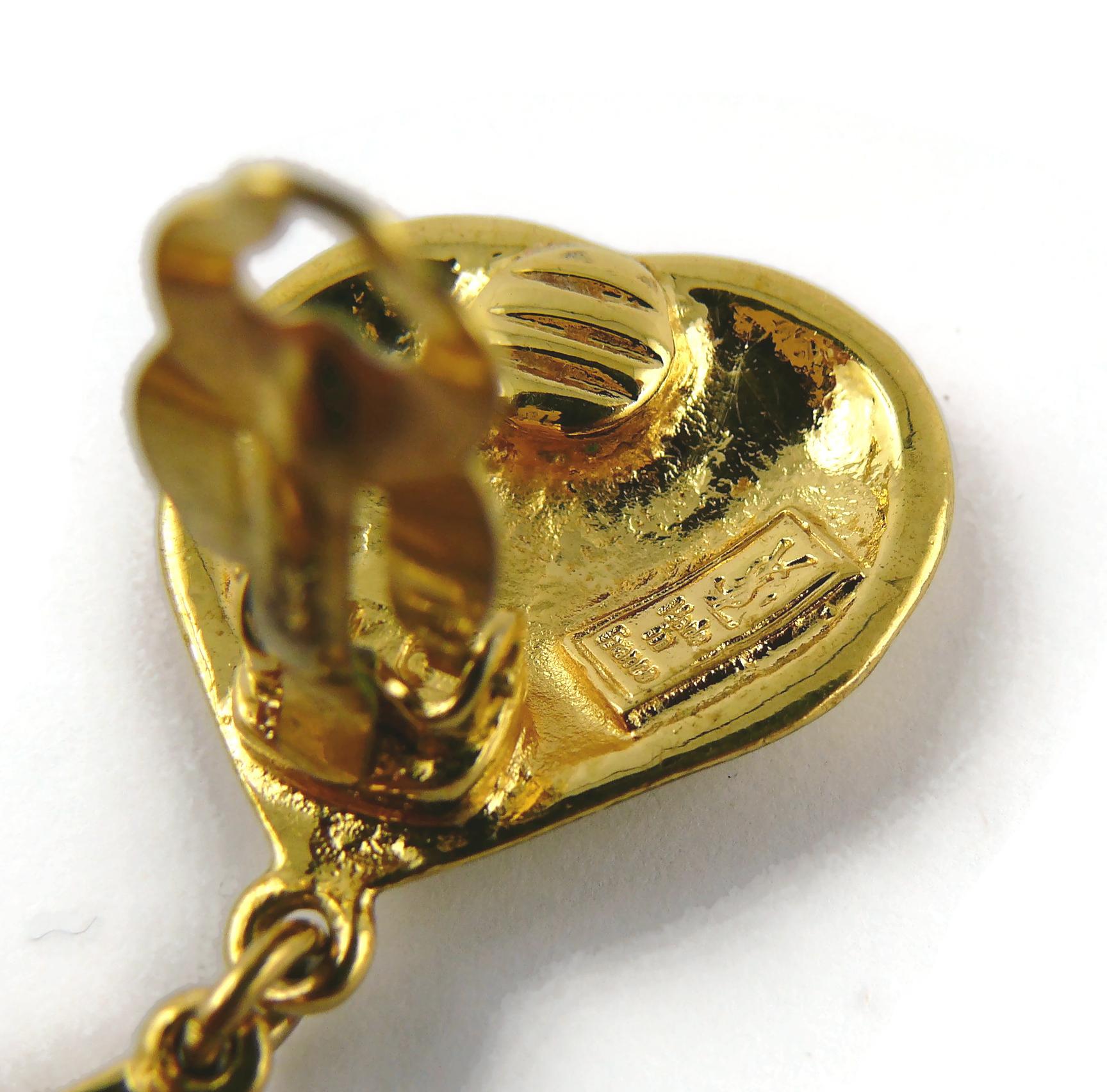 Yves Saint Laurent YSL Vintage Gold Toned Arabesques Dangling Earrings For Sale 5